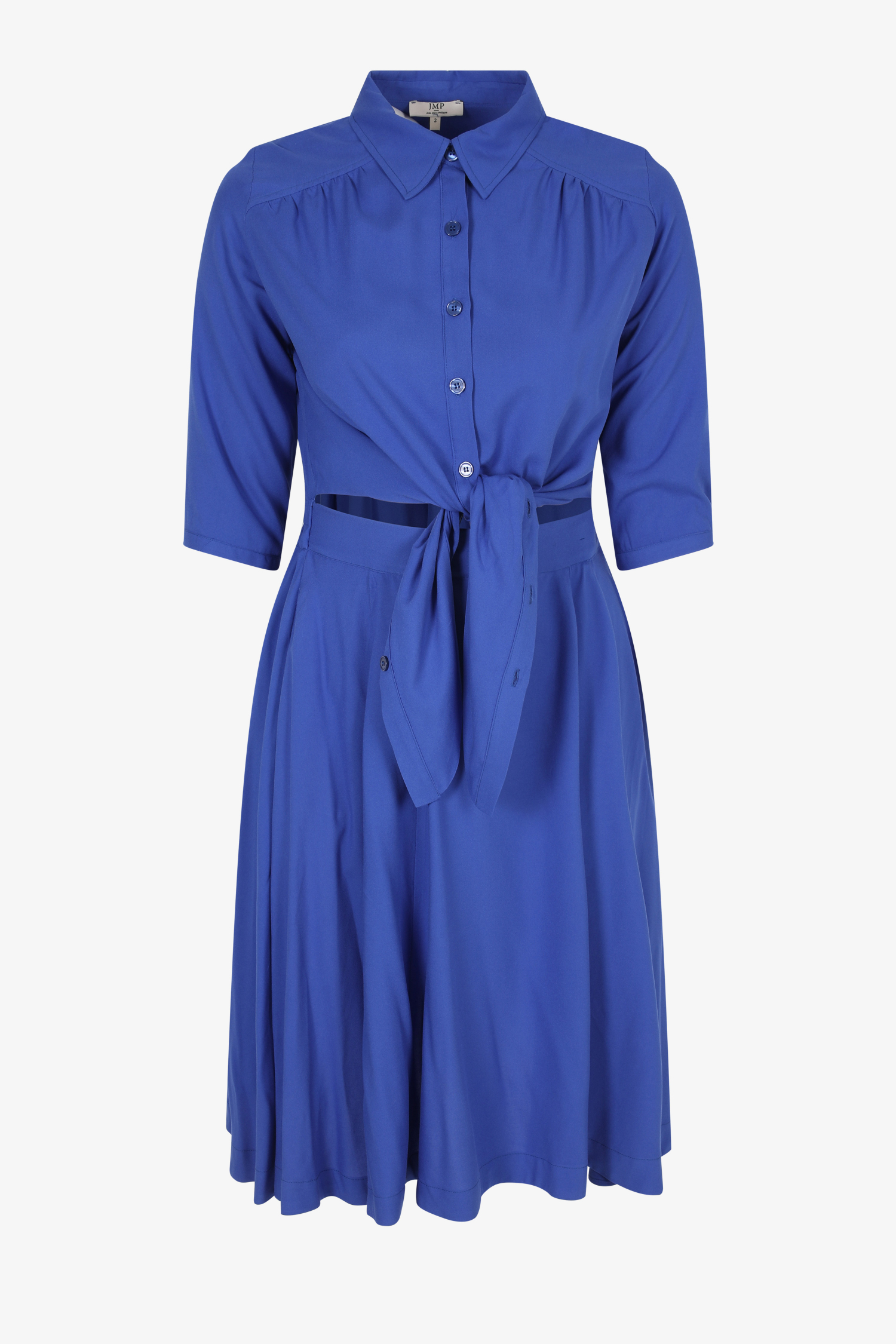 Plain midi dress with two-in-one effect