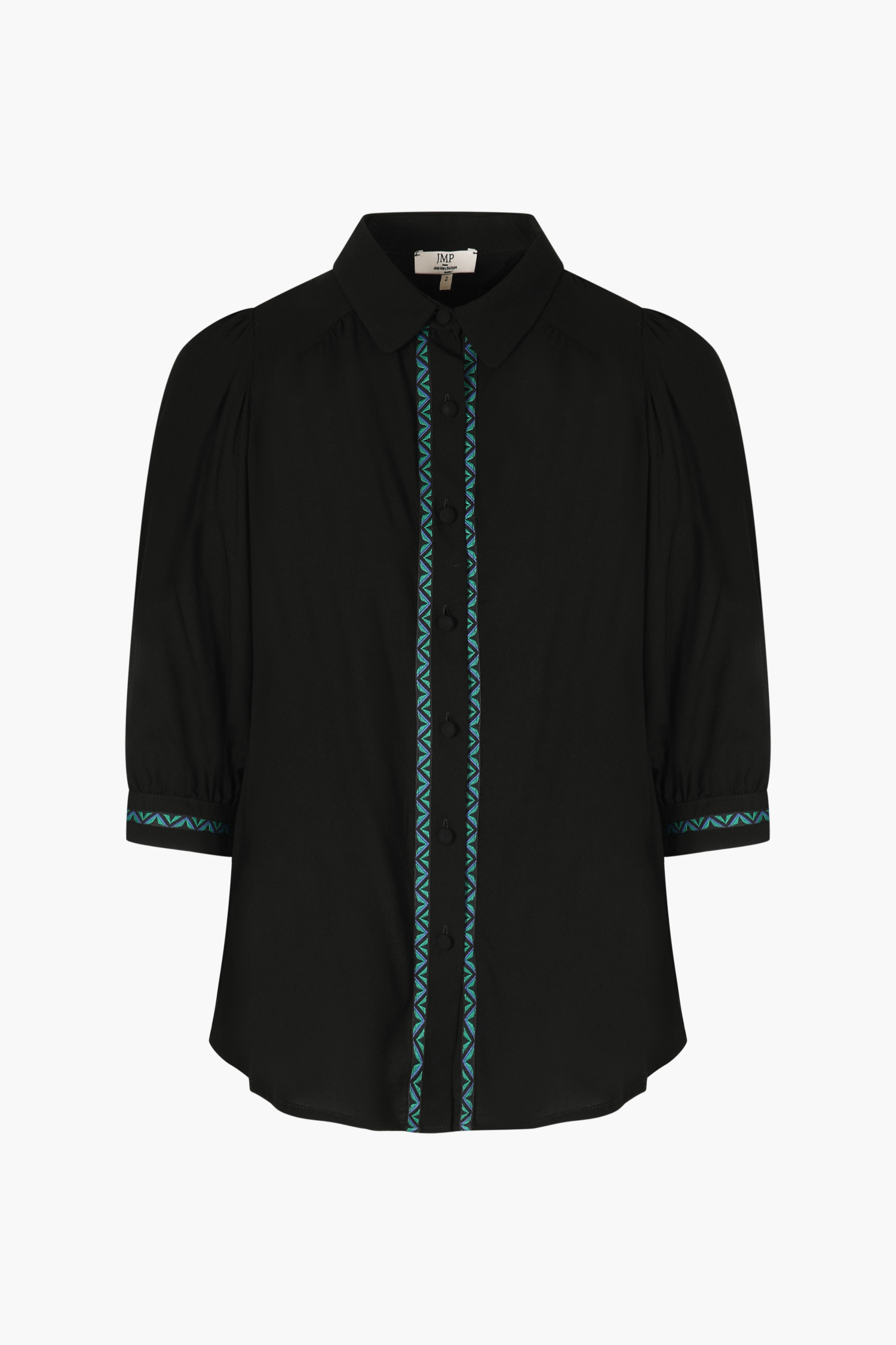 Chemise unie de forme trapéze avec un galon.