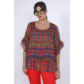 Blouse en superposition en voile imprimé