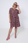 Mid-length dress in printed fibranne