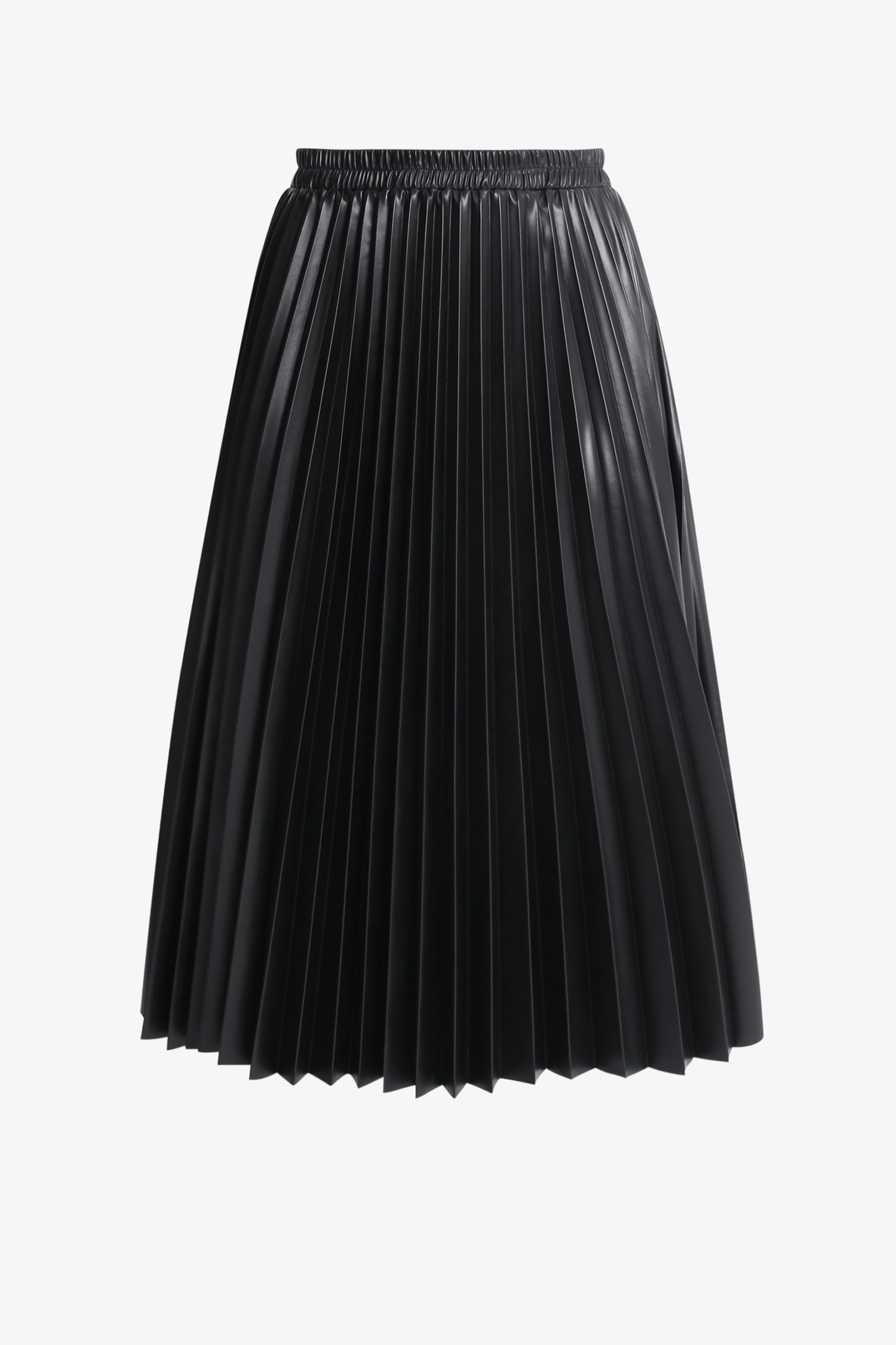 Pleated vegan leather skirt