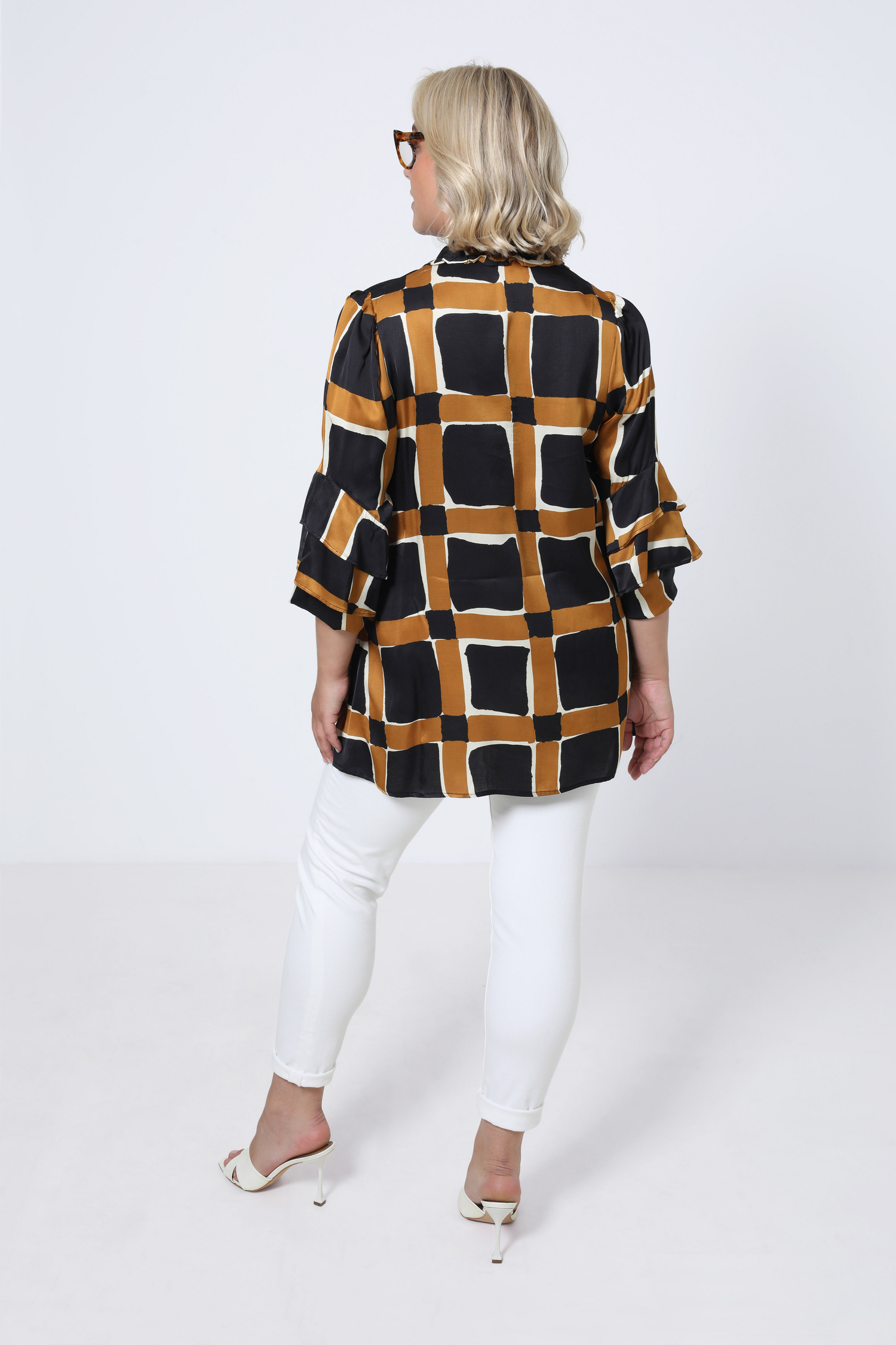 Mao collar blouse in print