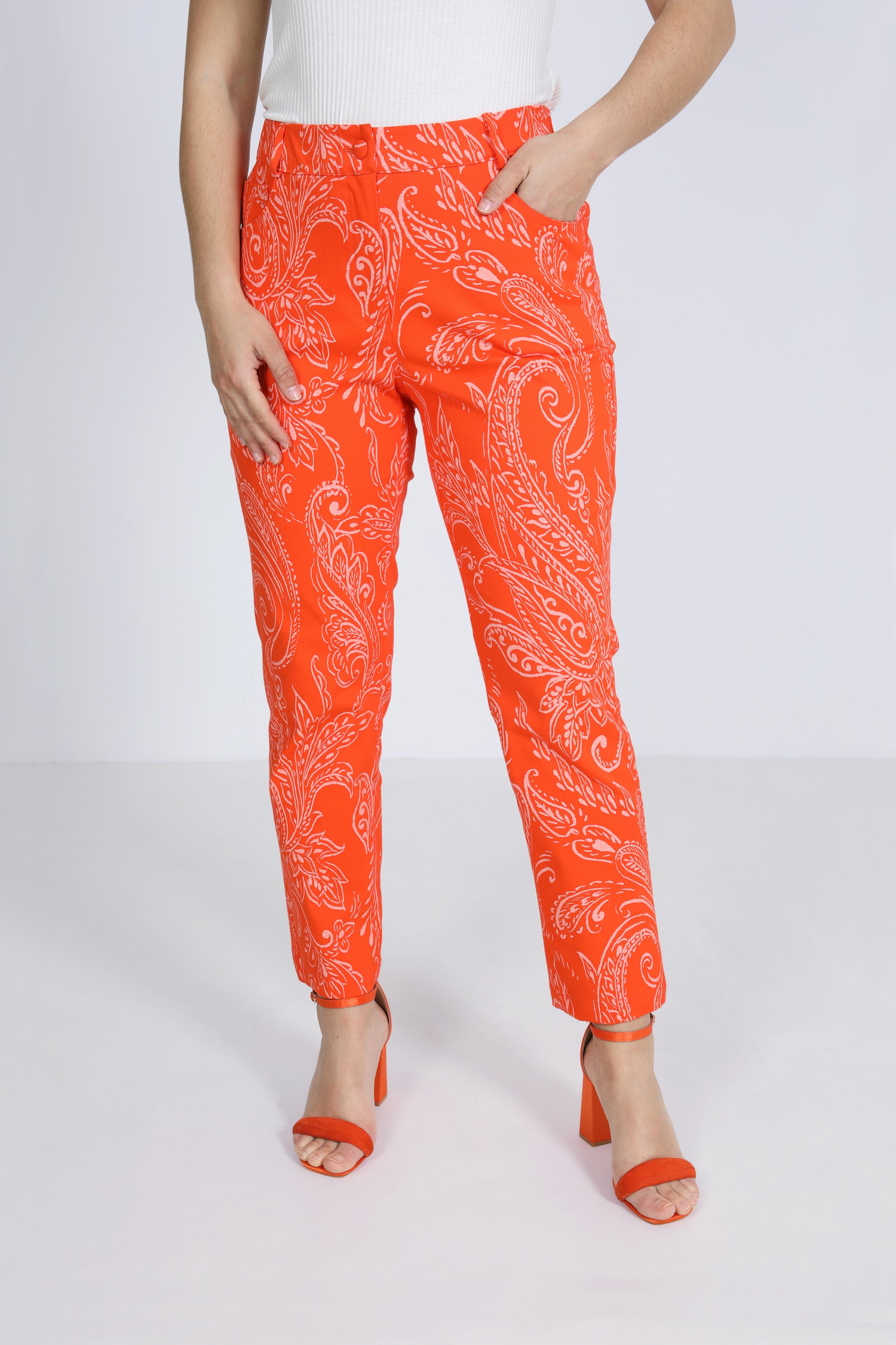 Pantalon 5 poches en coton imprimé