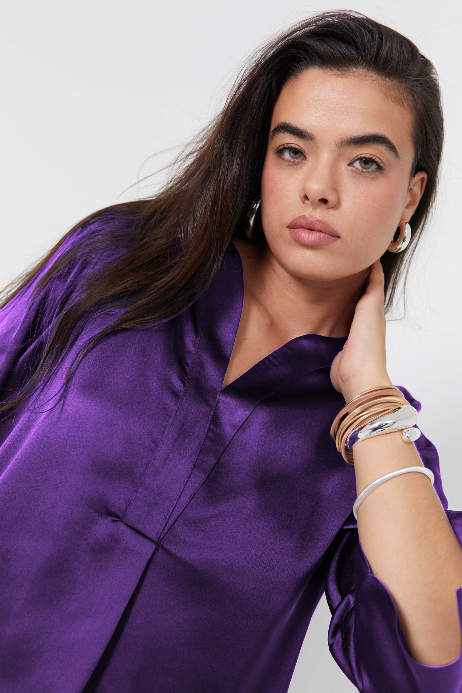 Plain satin blouse