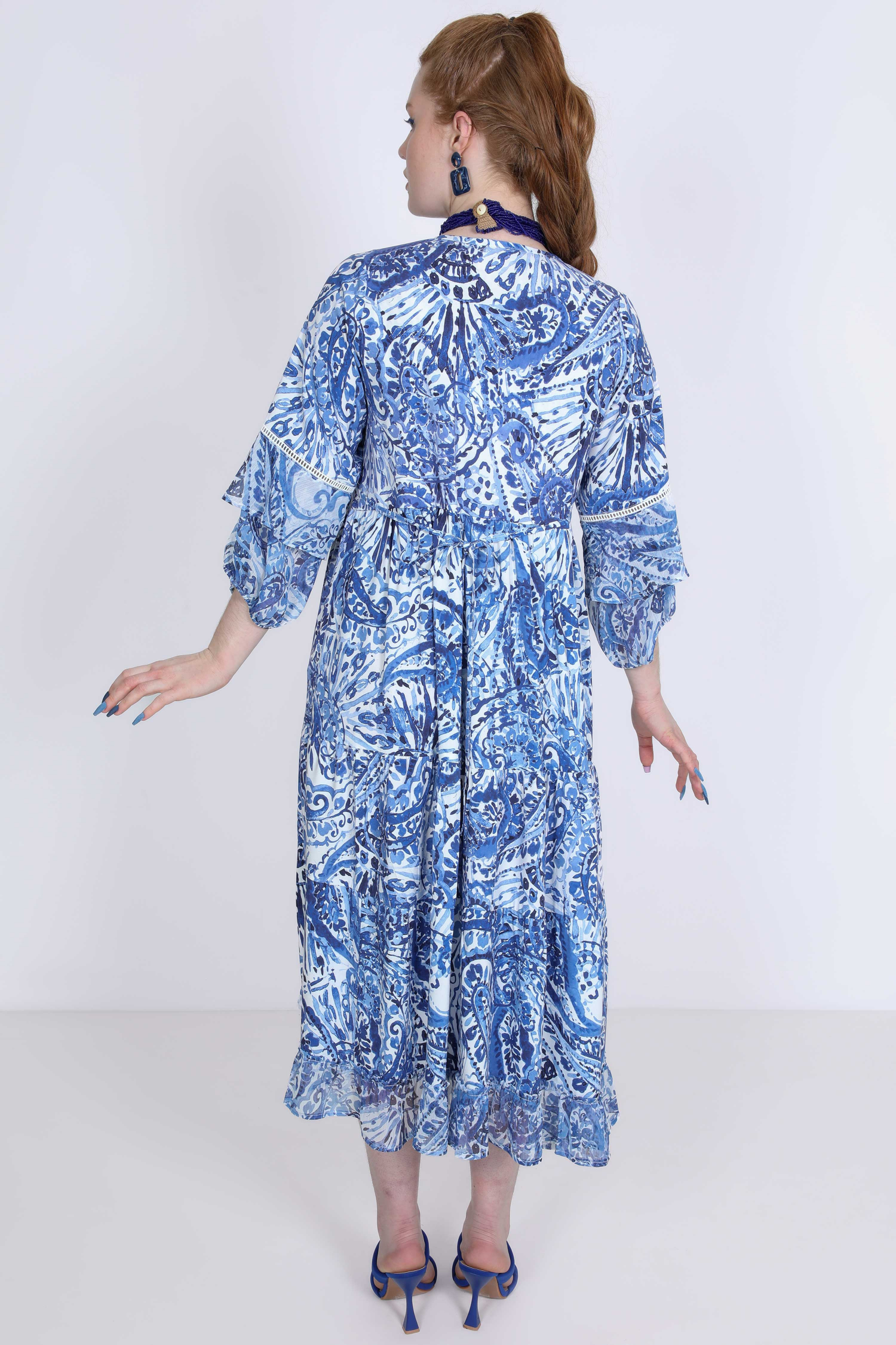 Printed dress with plaston