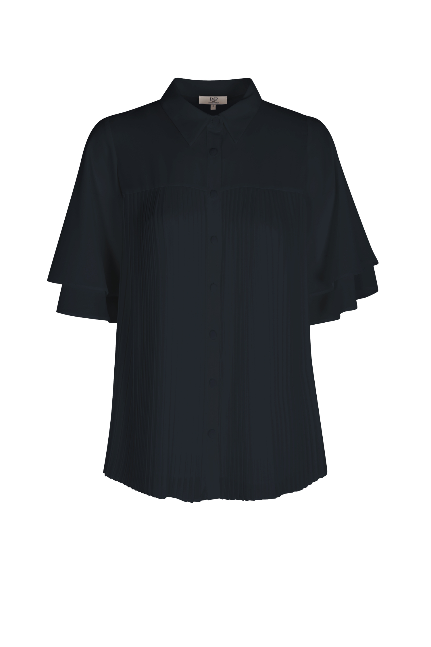 Shirt with plissé in plain voile