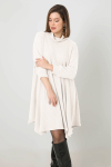 Honeycomb knit turtleneck trapeze dress