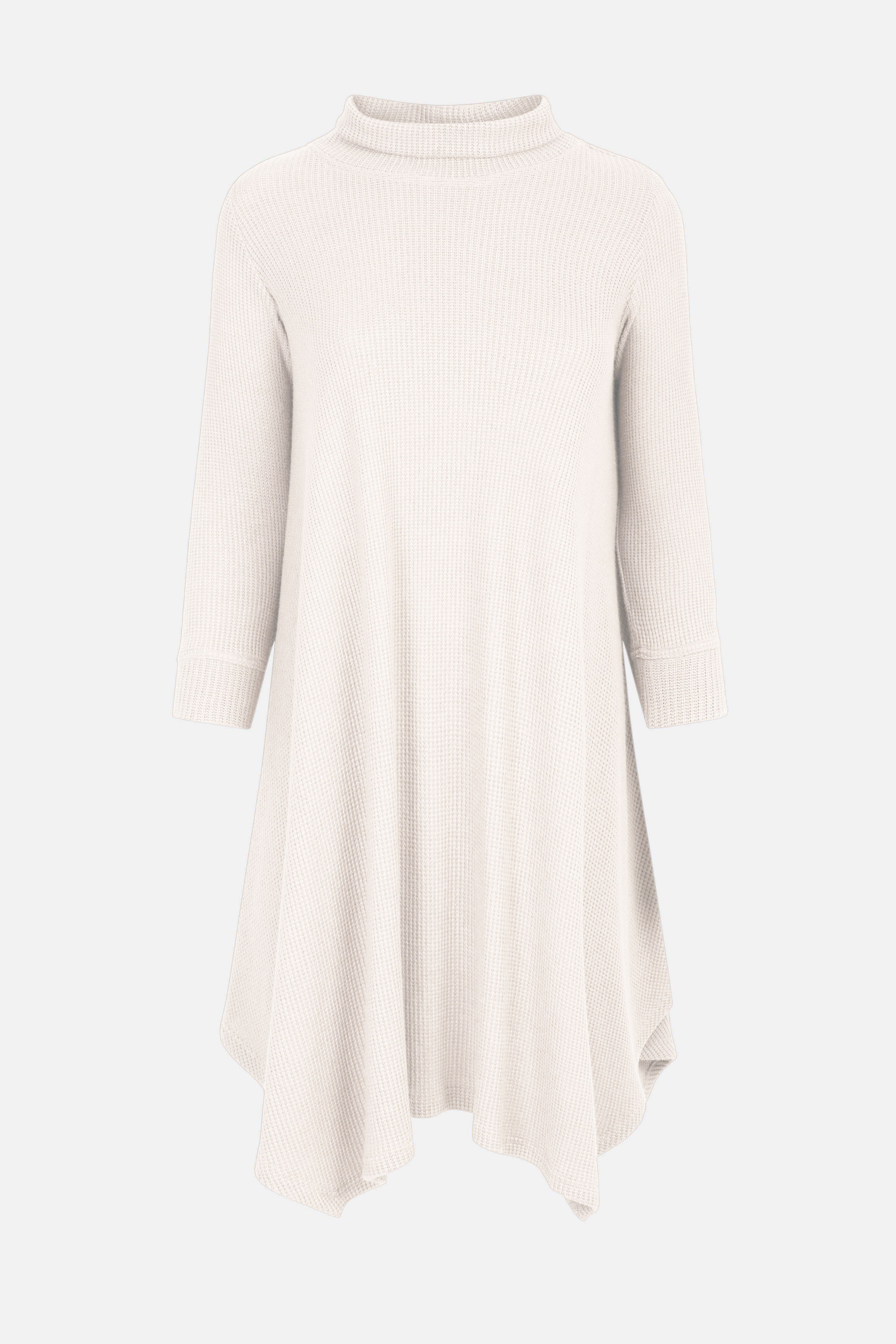 Honeycomb knit turtleneck trapeze dress