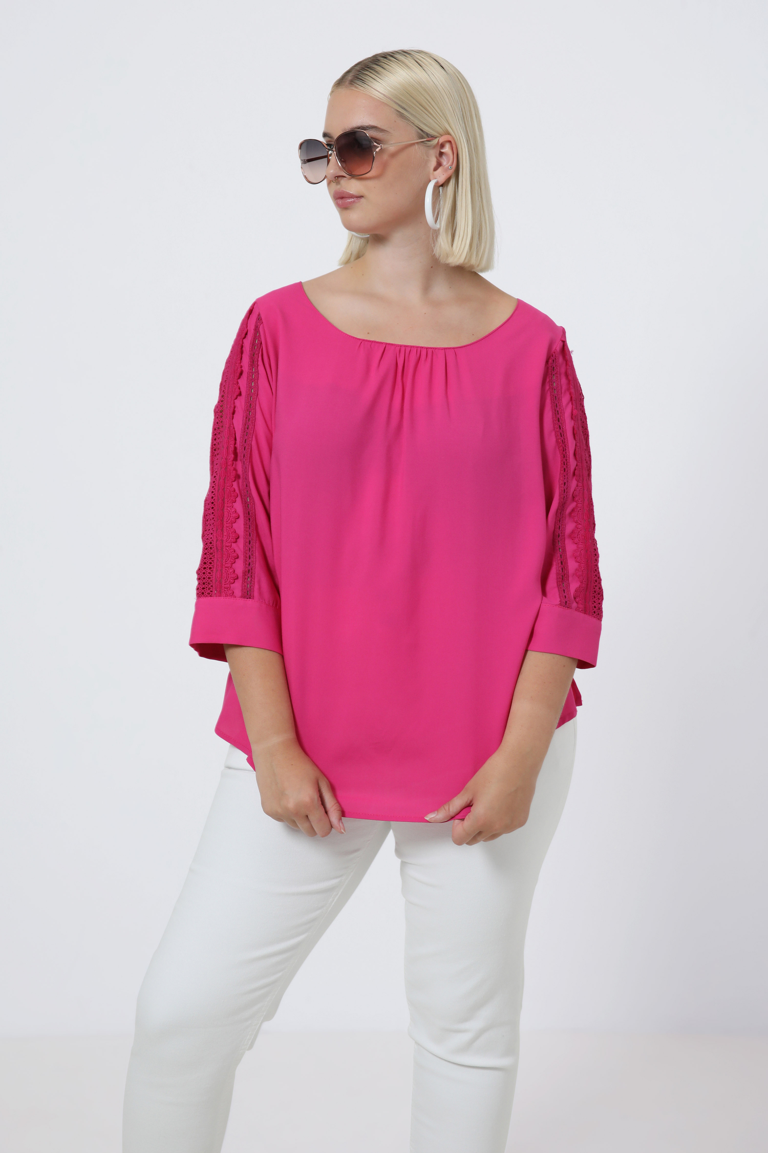 plain blouse buttoned on the back