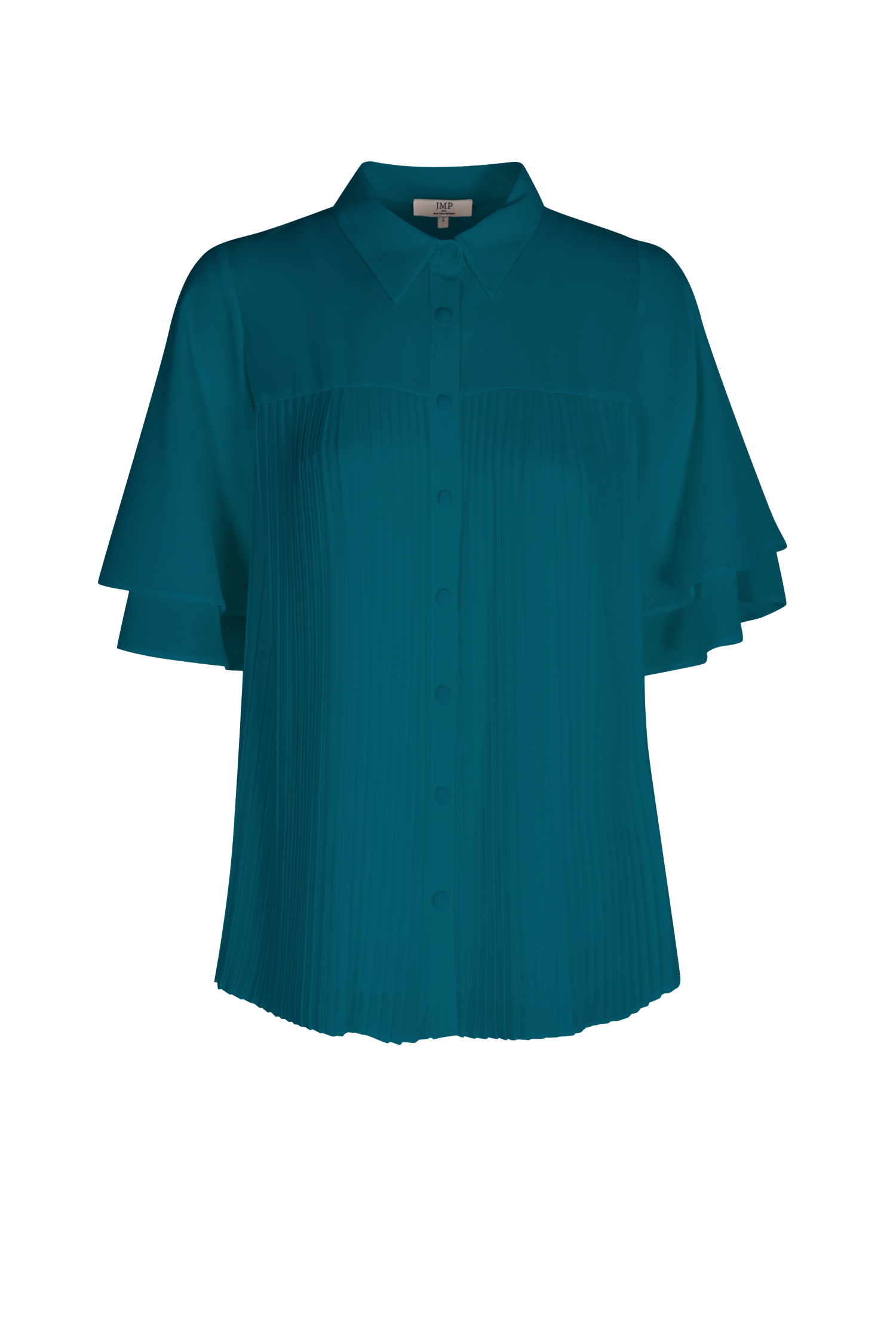 Shirt with pleats in plain voile and its removable top