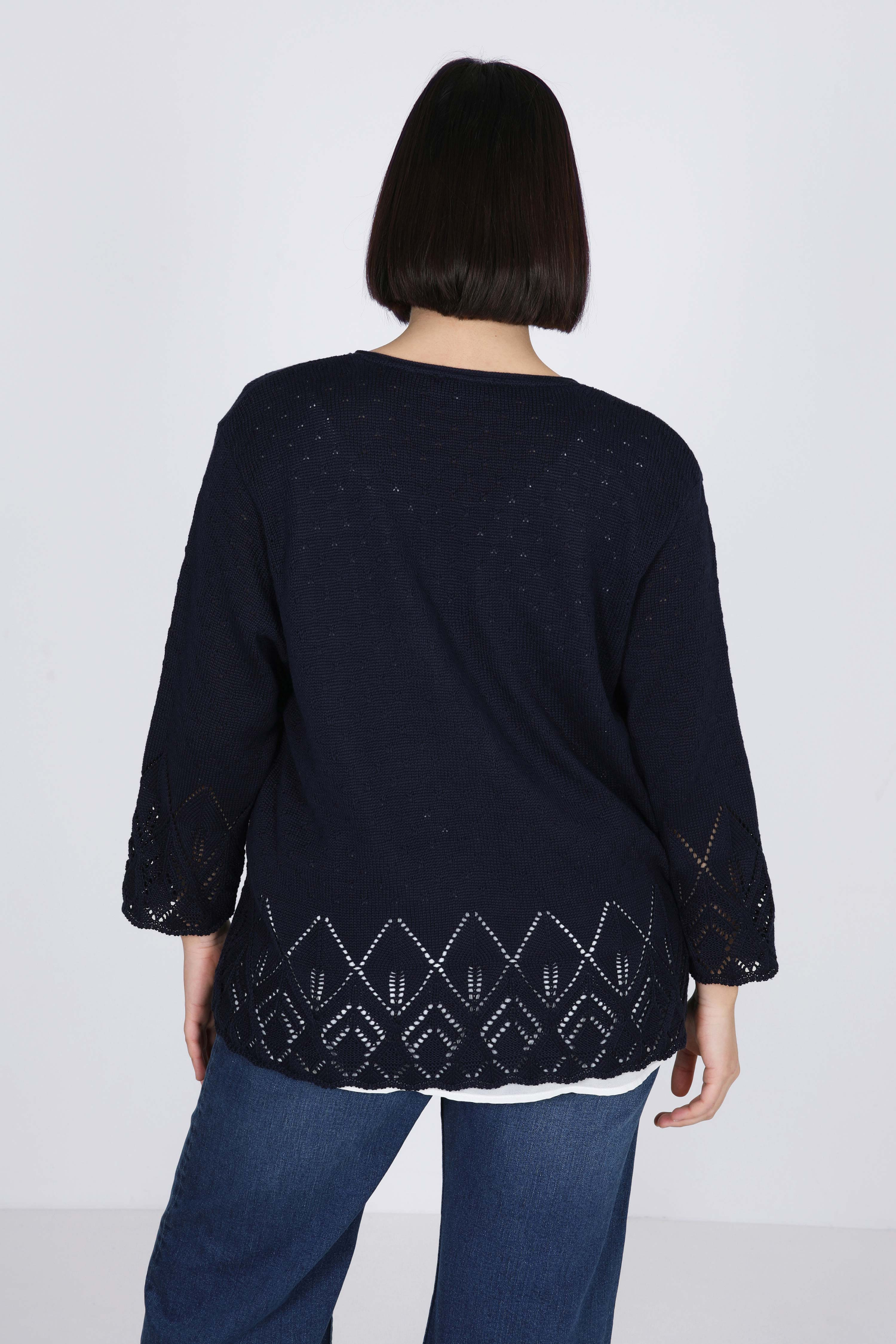 honeycomb and openwork knit cardigan