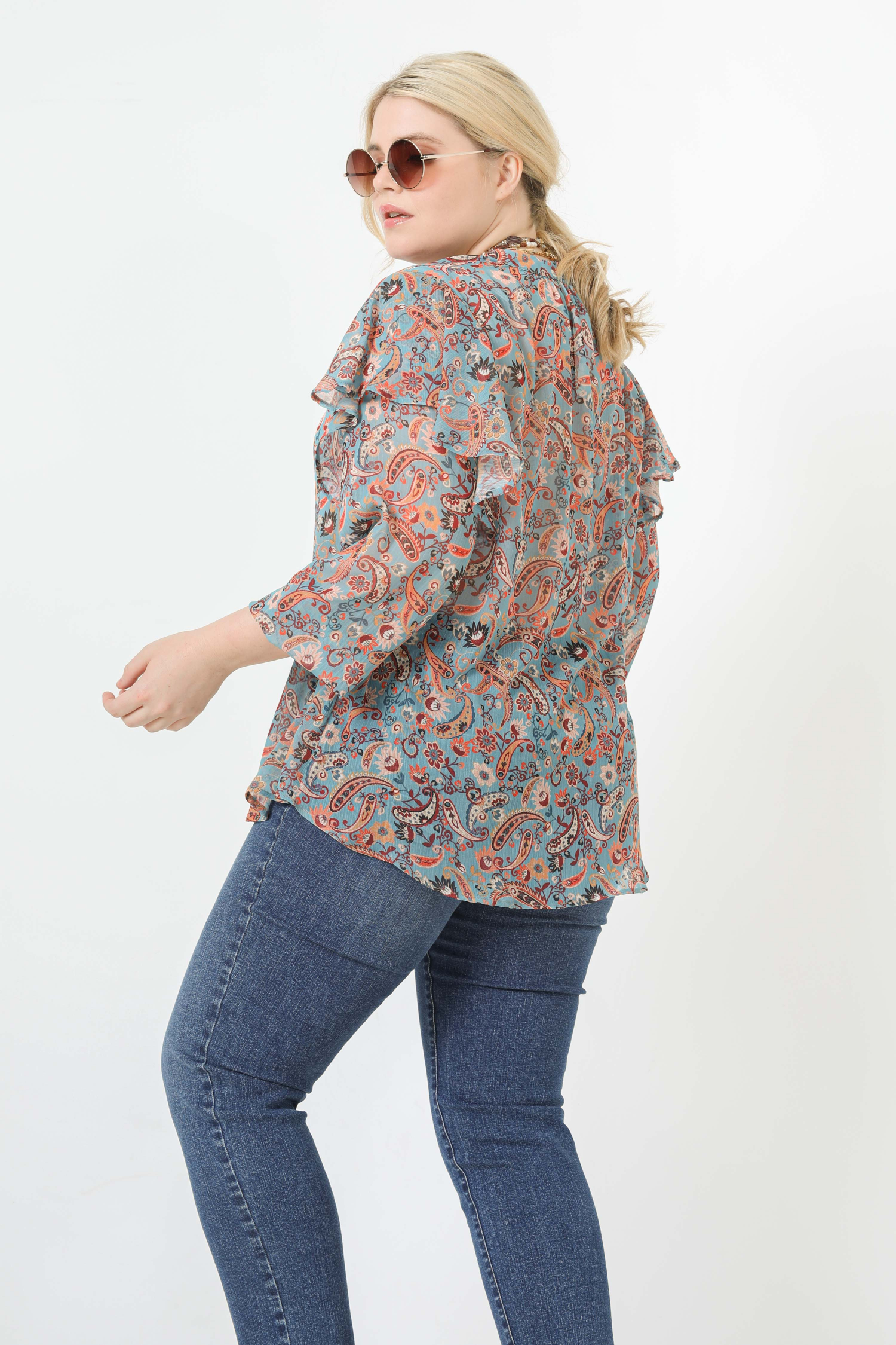 Printed voile blouse with eco-responsible voile top