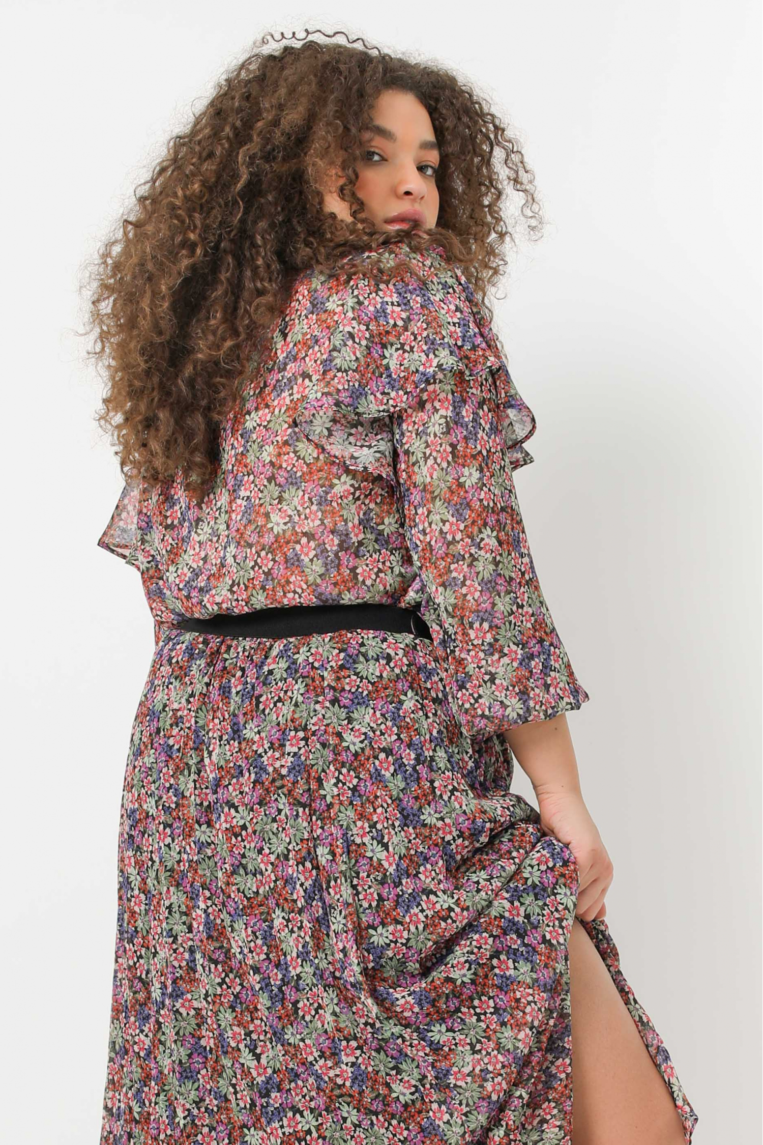 Printed voile blouse with voile top in eco-responsible fabric