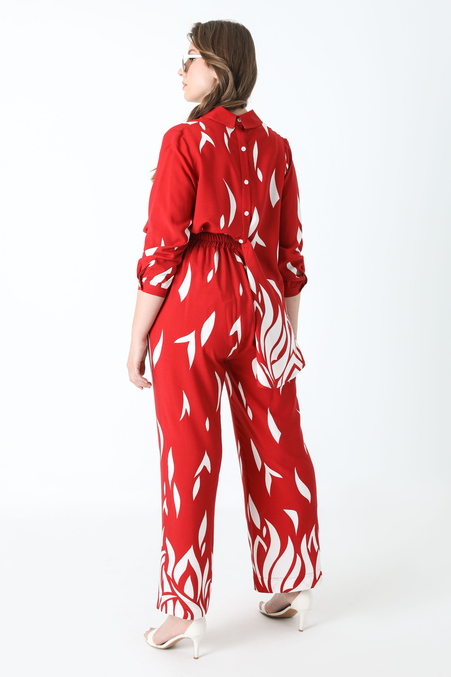 Pantalon fluide motif a base