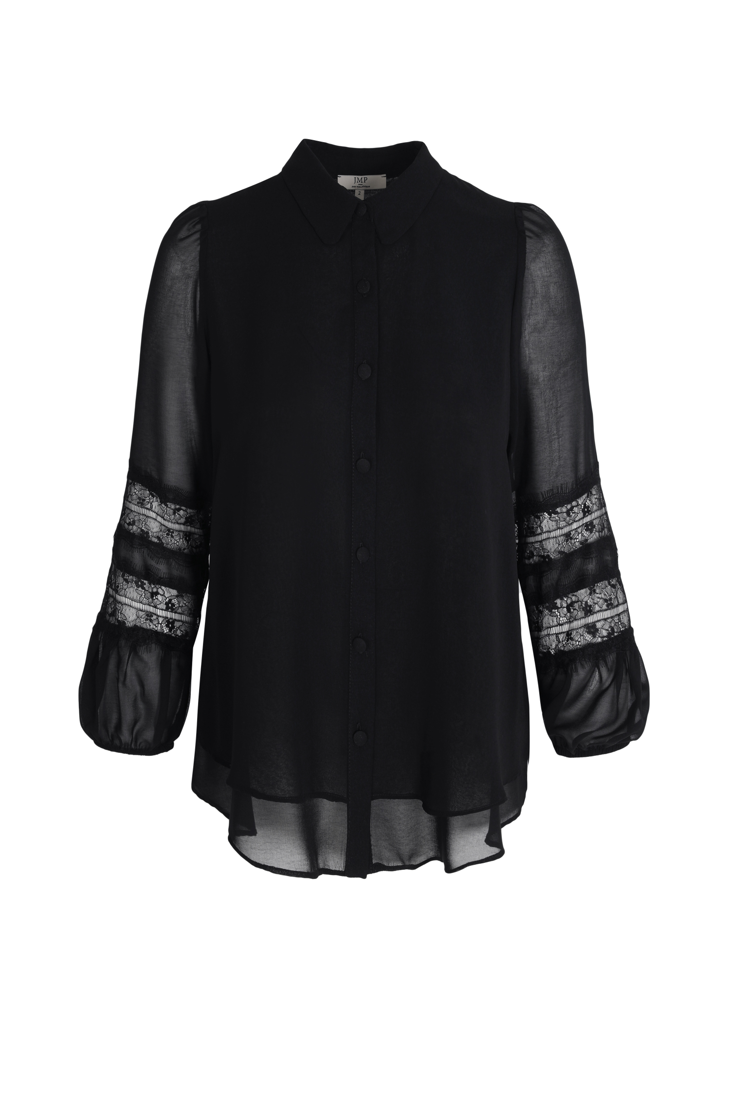 Double voile shirt with lace