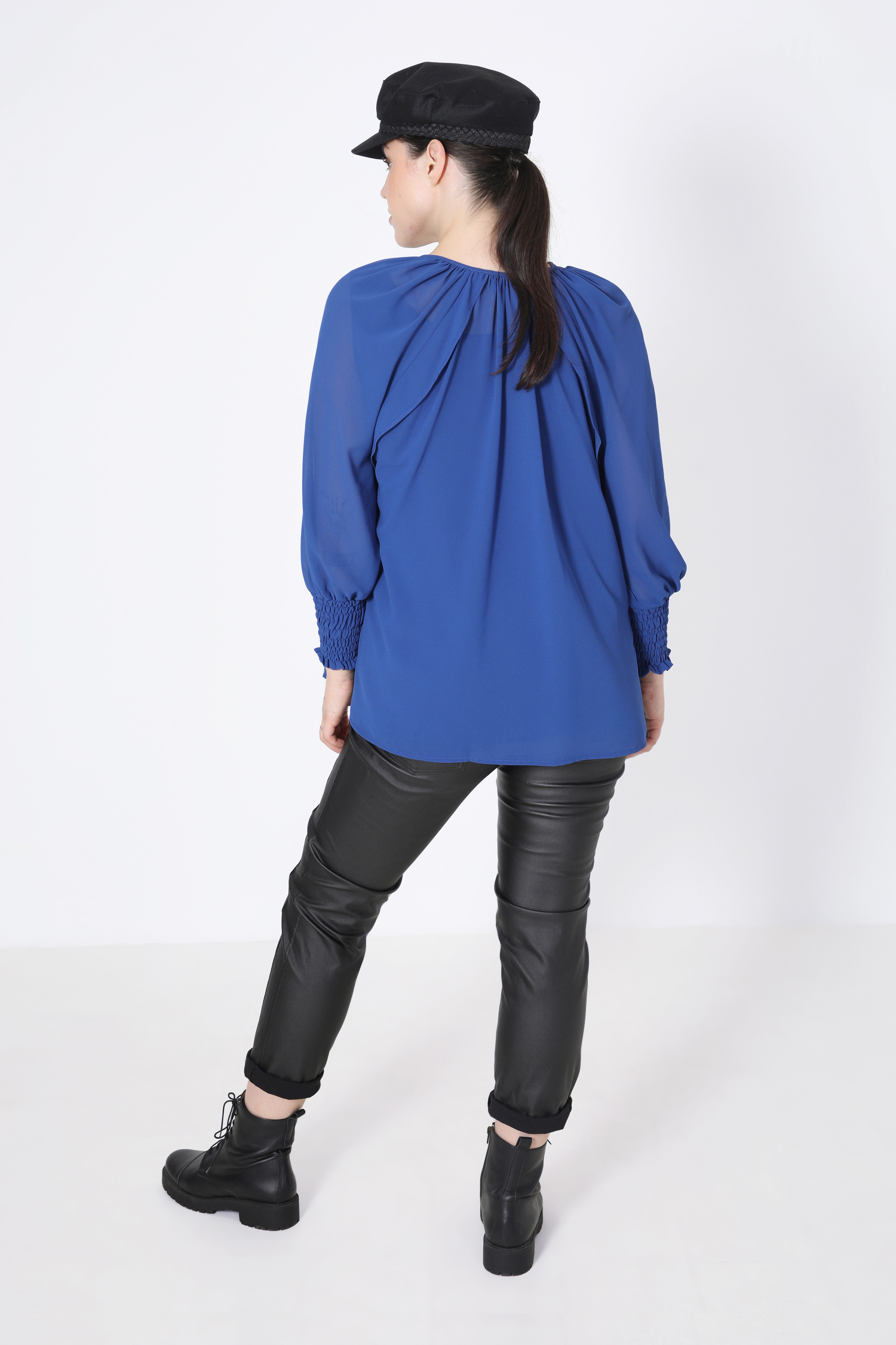 Lined blouse with a plain voile top