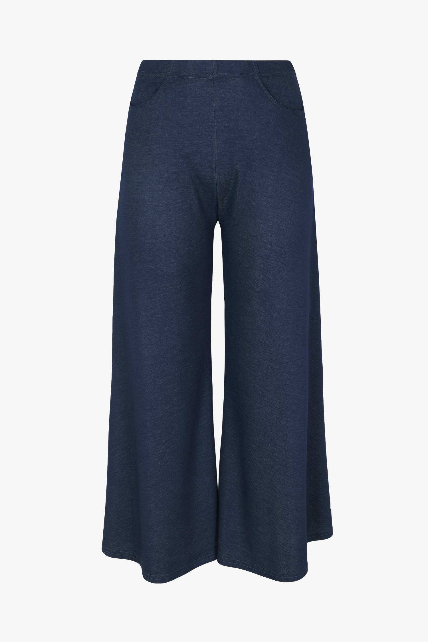 Denim-effect knit culotte pants