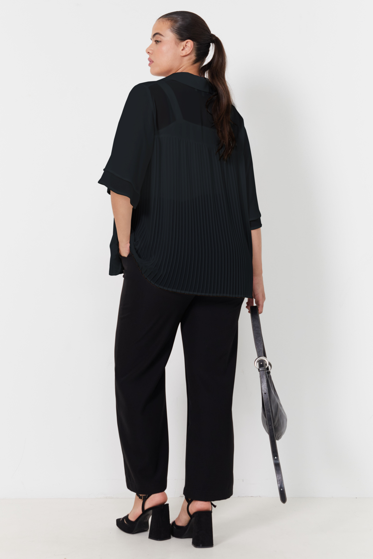 Chemise avec plissé en voile uni et son top amovible