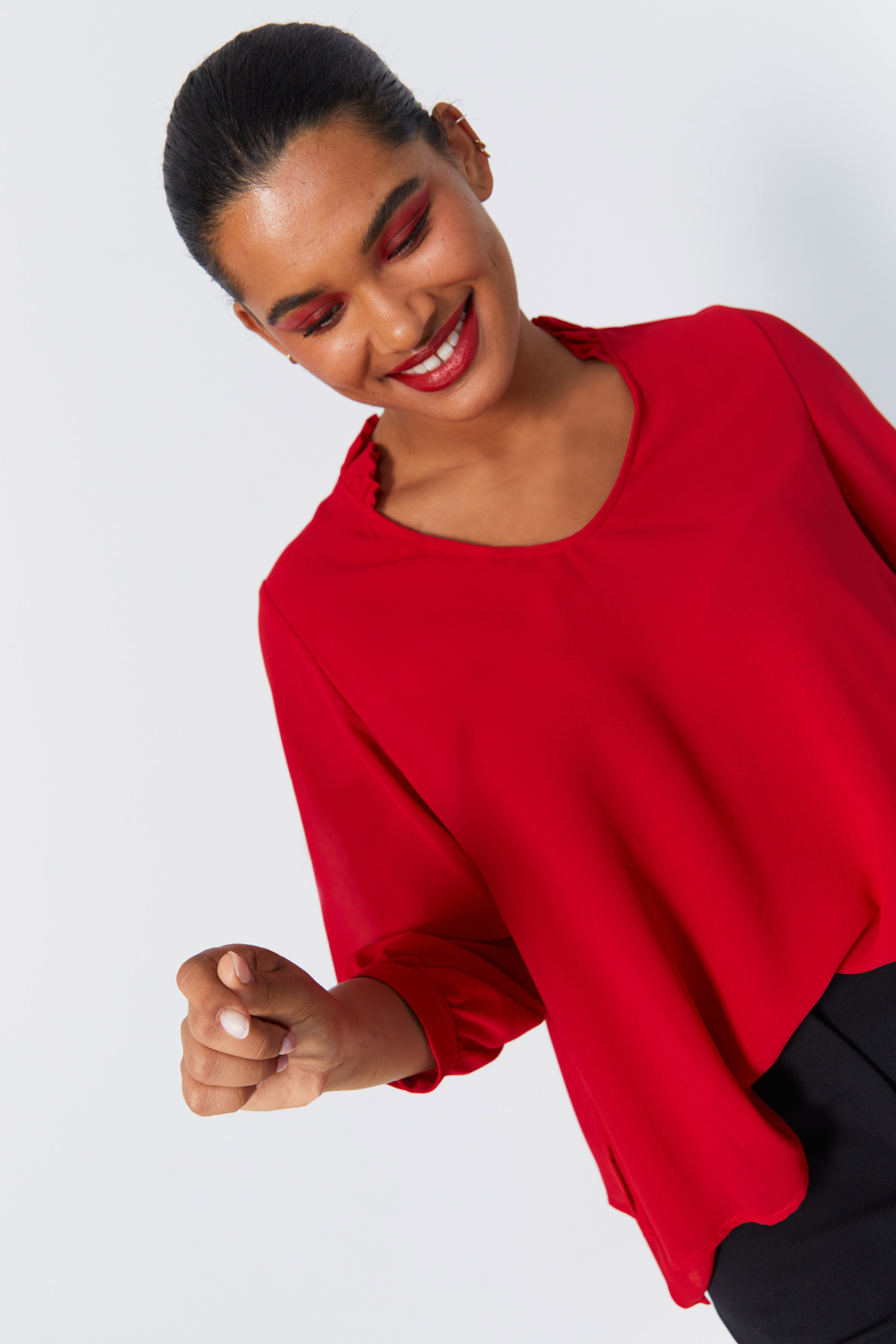 Plain voile layered blouse