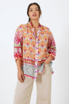 Printed cotton voile shirt with basic pattern