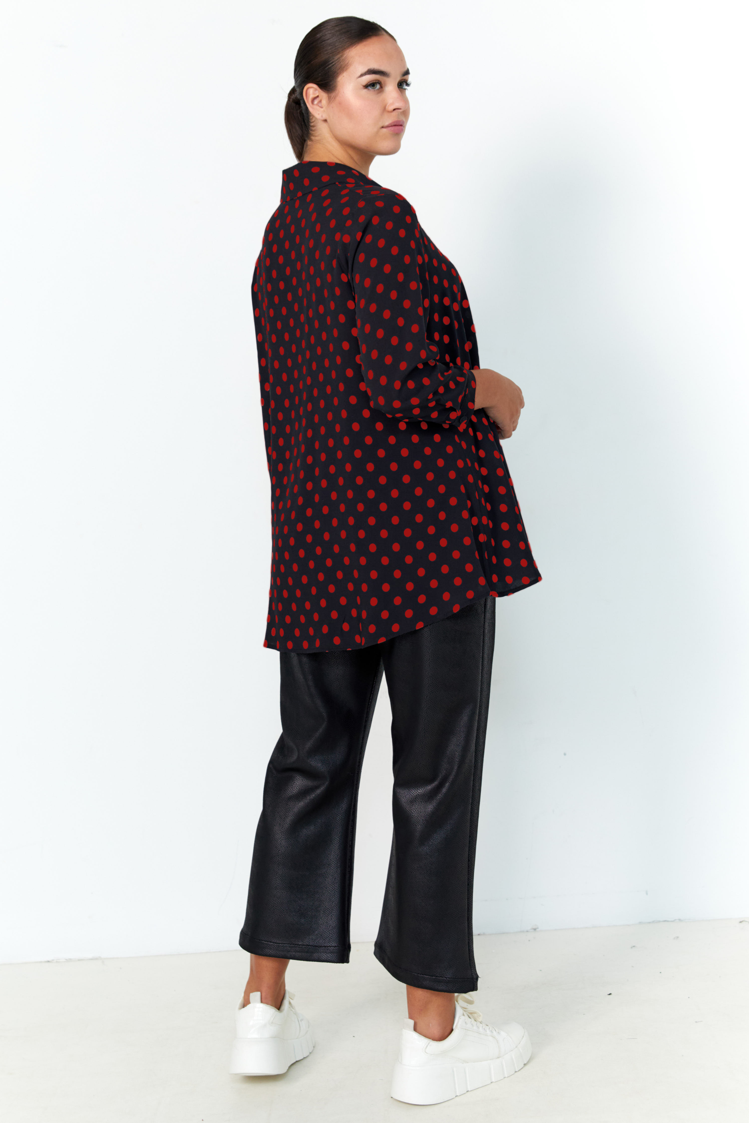 polka dot print trapeze shirt