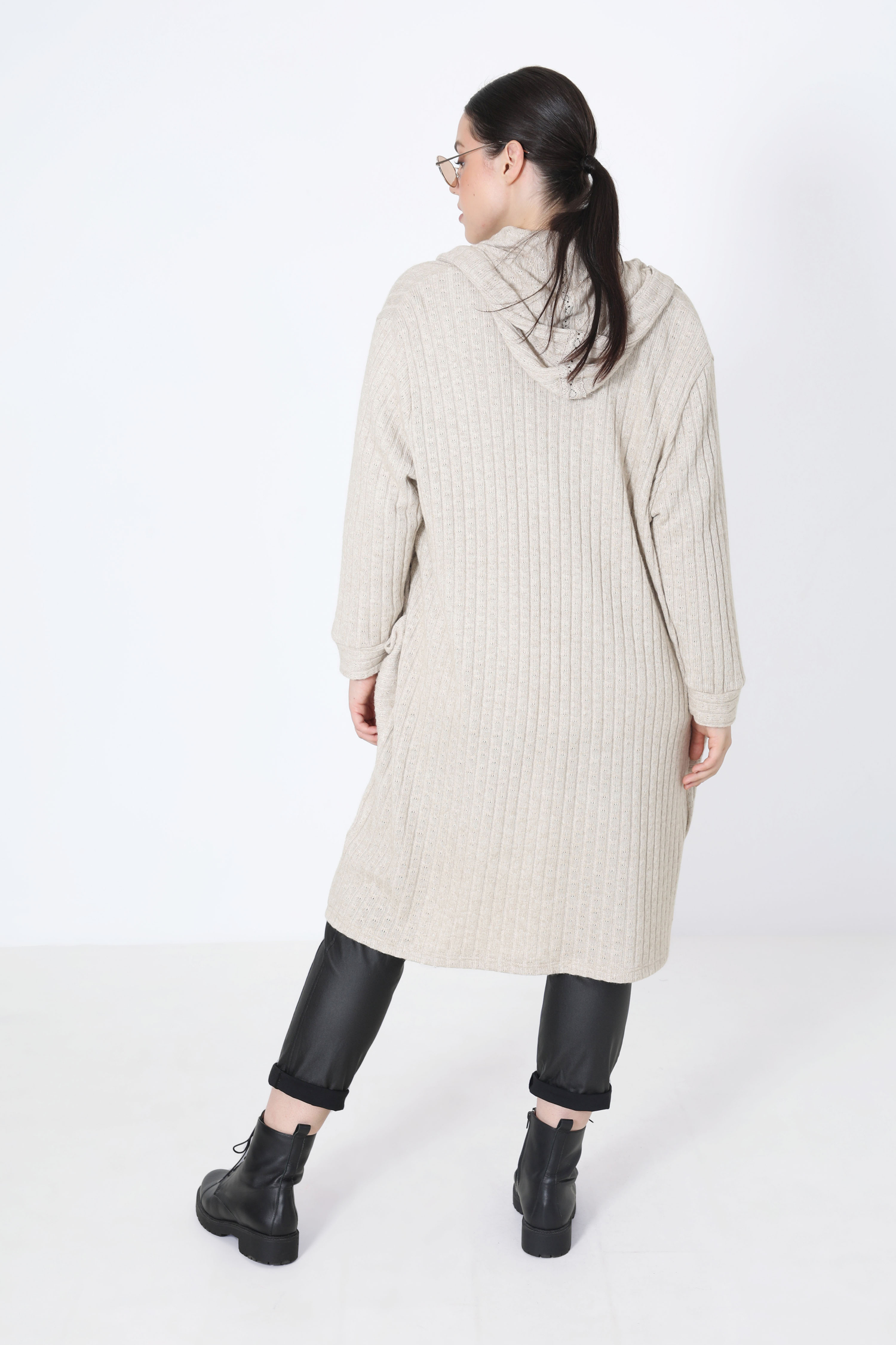 6/2 cable knit cardigan with hood