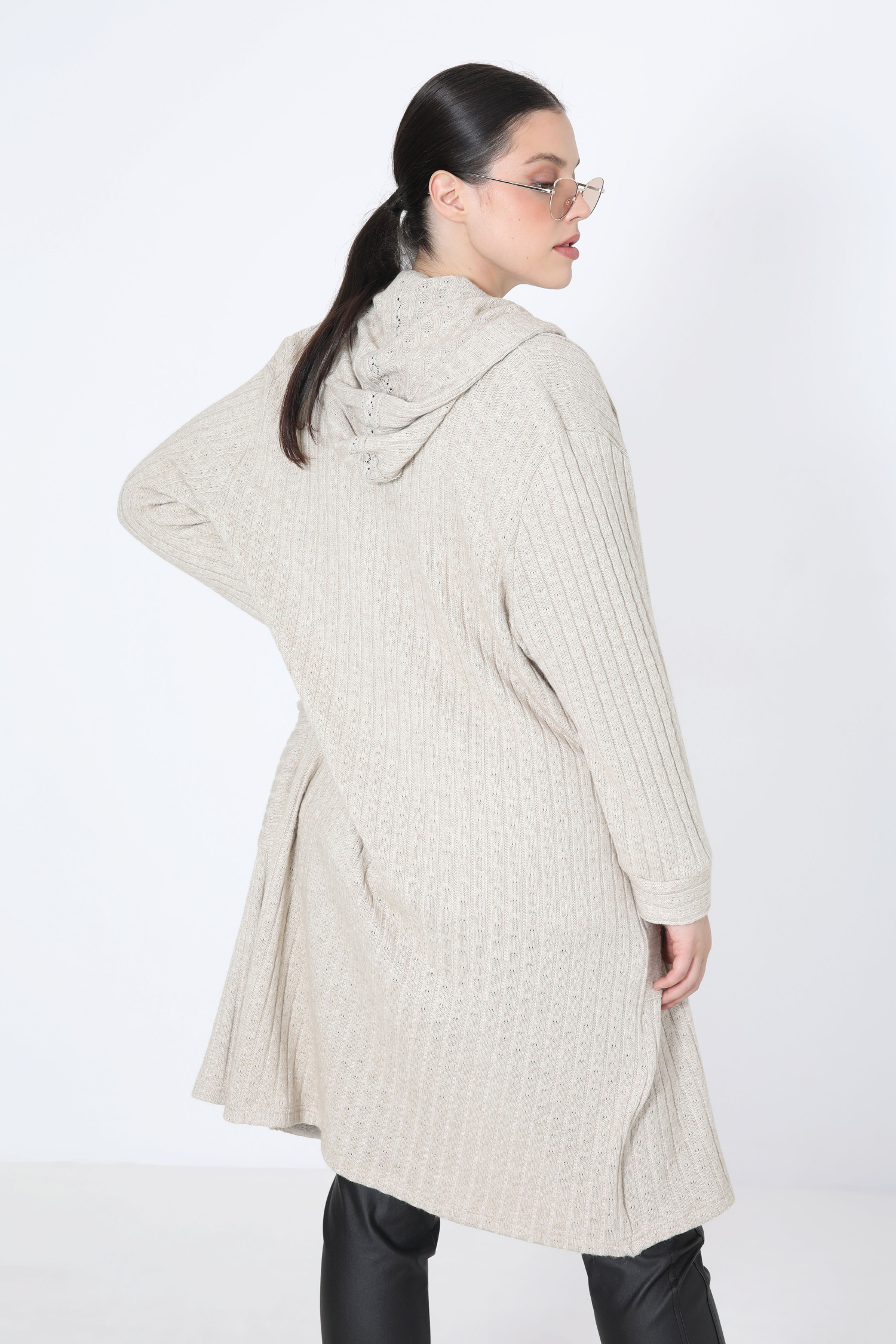 6/2 cable knit cardigan with hood