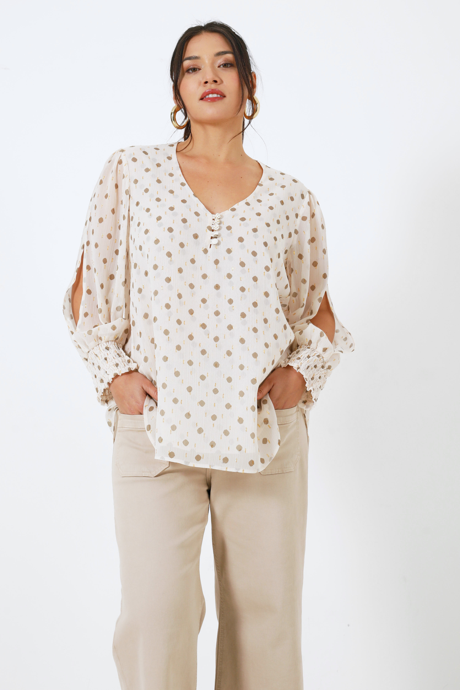 Snake print voile blouse.