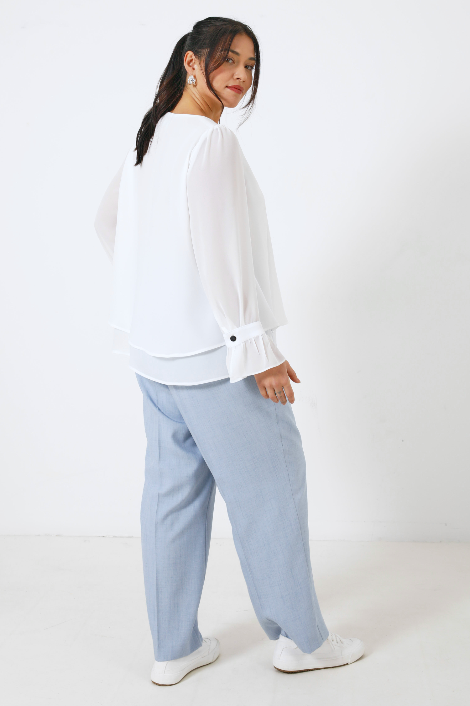 Plain voile blouse in overlay