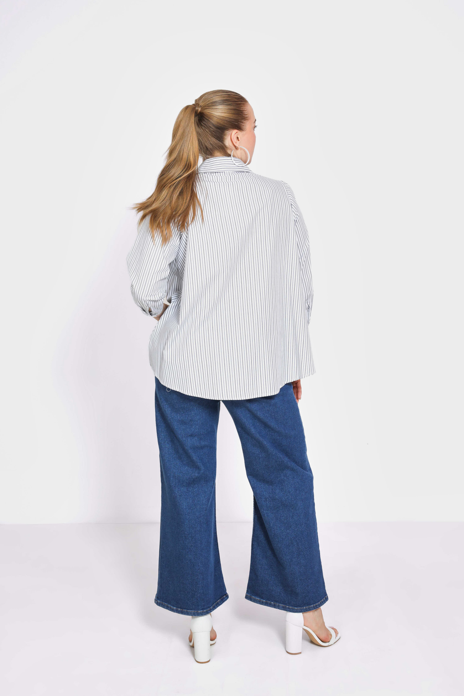 Chemise de forme trapèze à rayure
