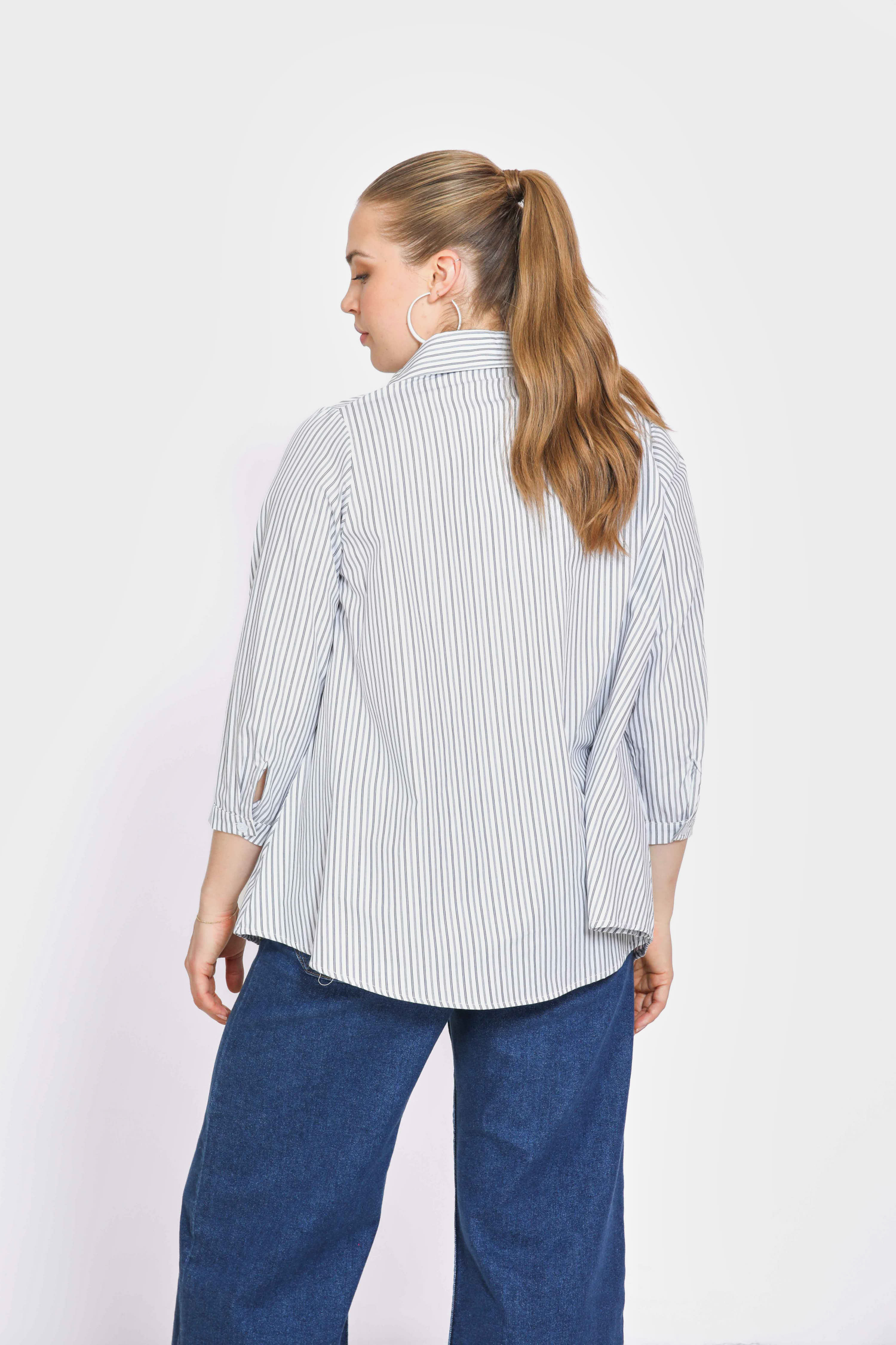 Chemise de forme trapèze à rayure