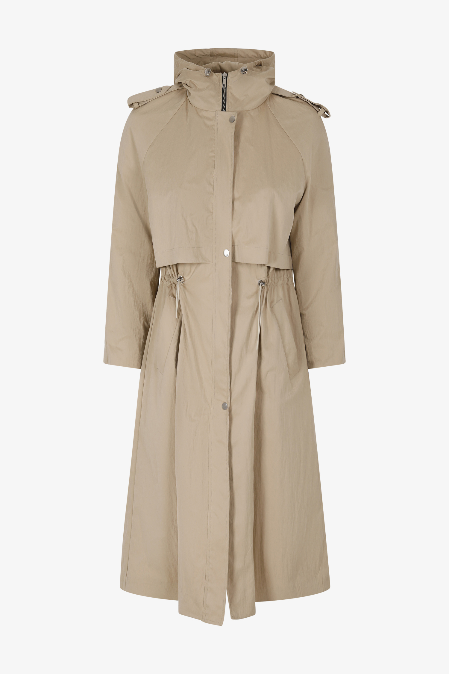 Long waterproof trench coat with hood