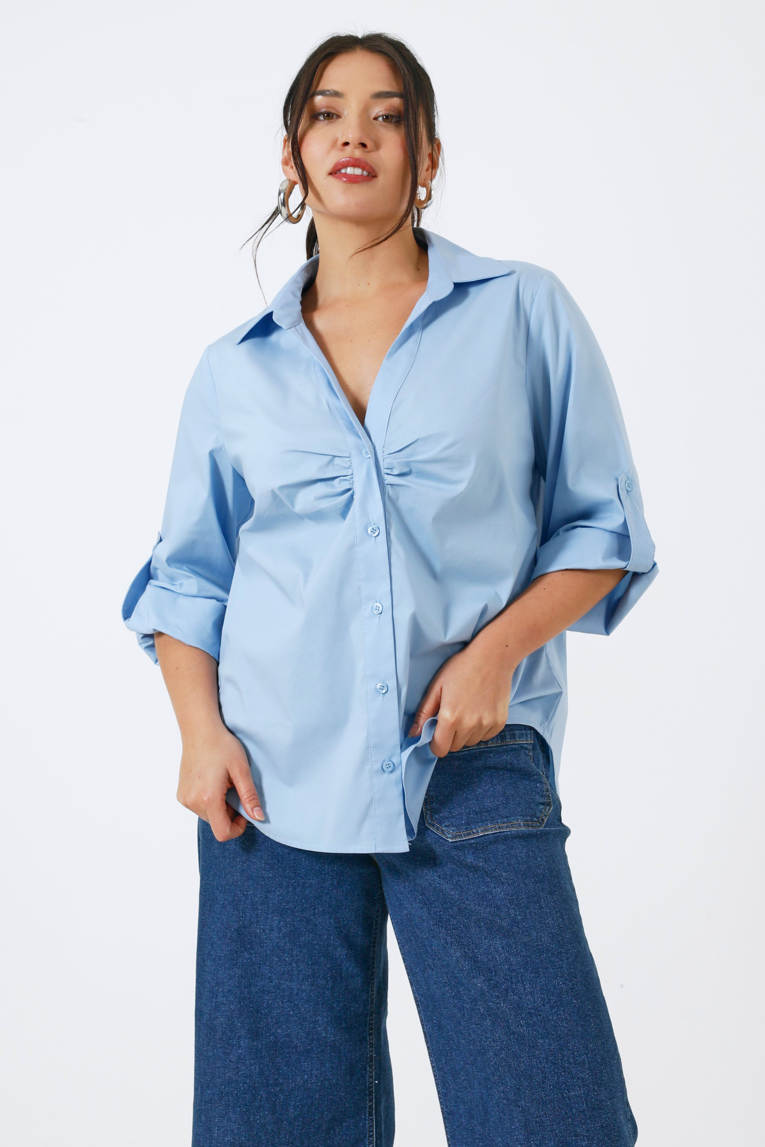 Plain shirt in soft cotton poplin