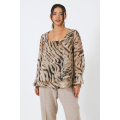 Zebra print voile blouse in overlay