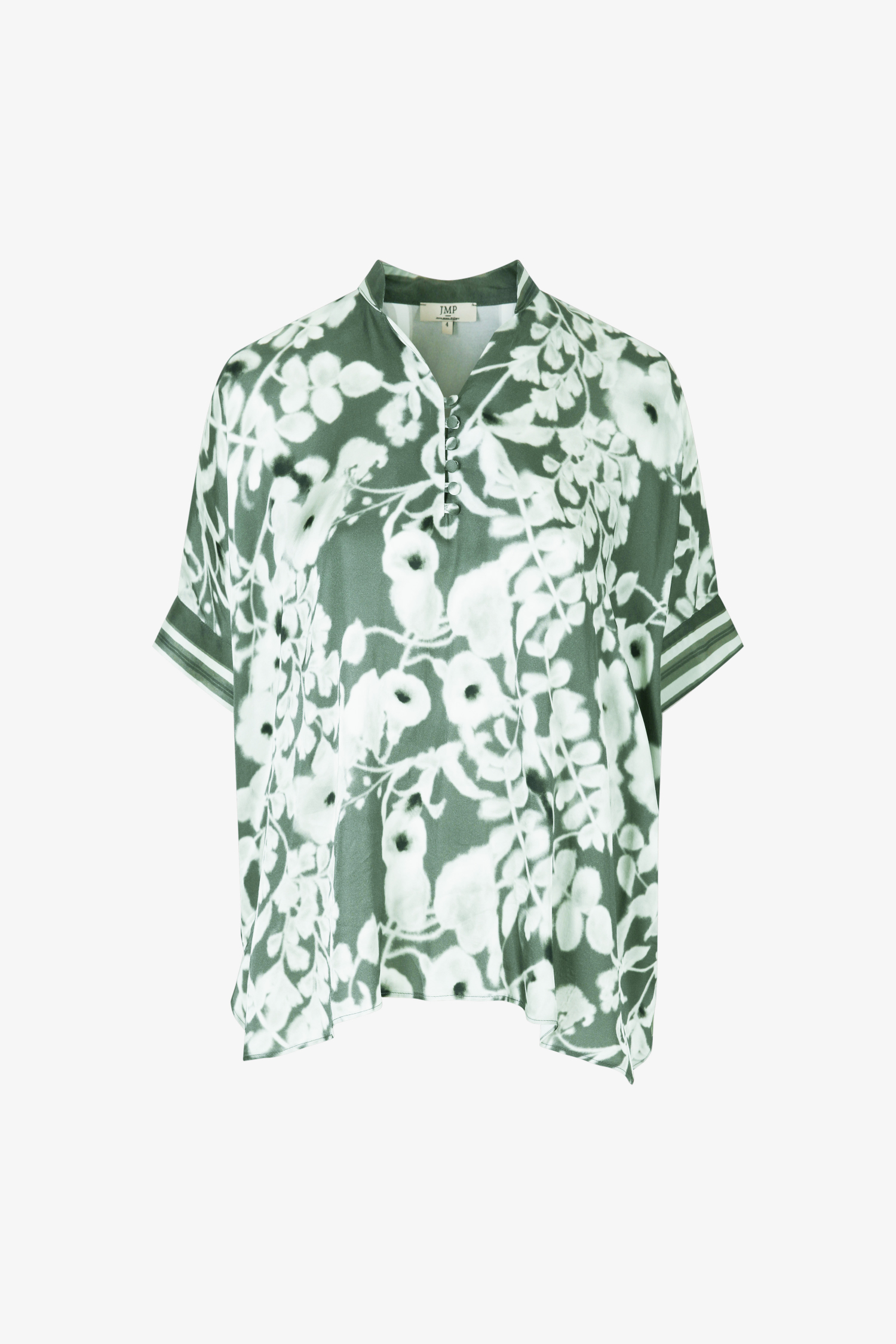 Chemise effet satinée en patch fleur et rayure écovéro