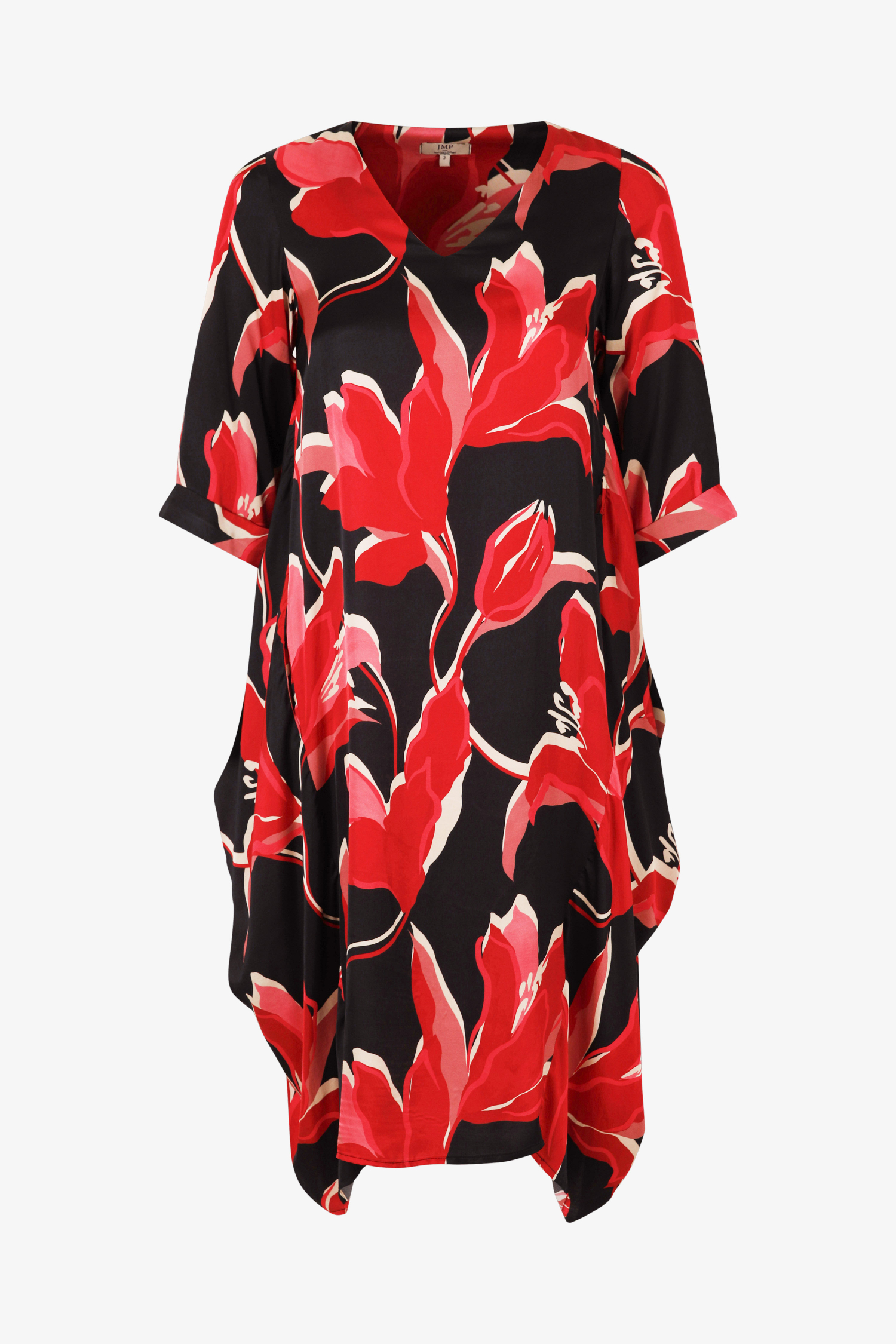 Robe longue imprimé avec les côtés en cascade