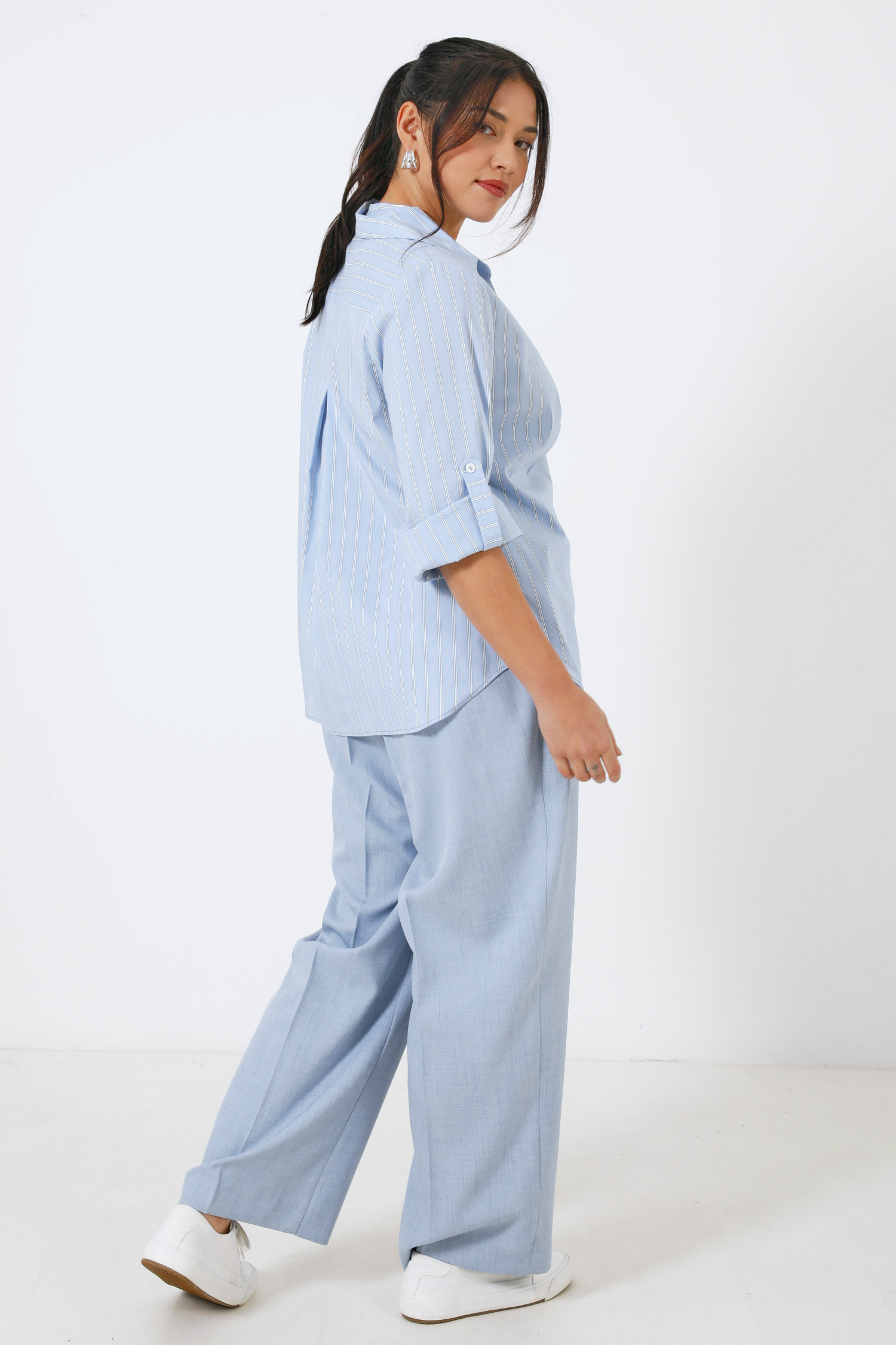 Chemise rayée en popeline de coton souple