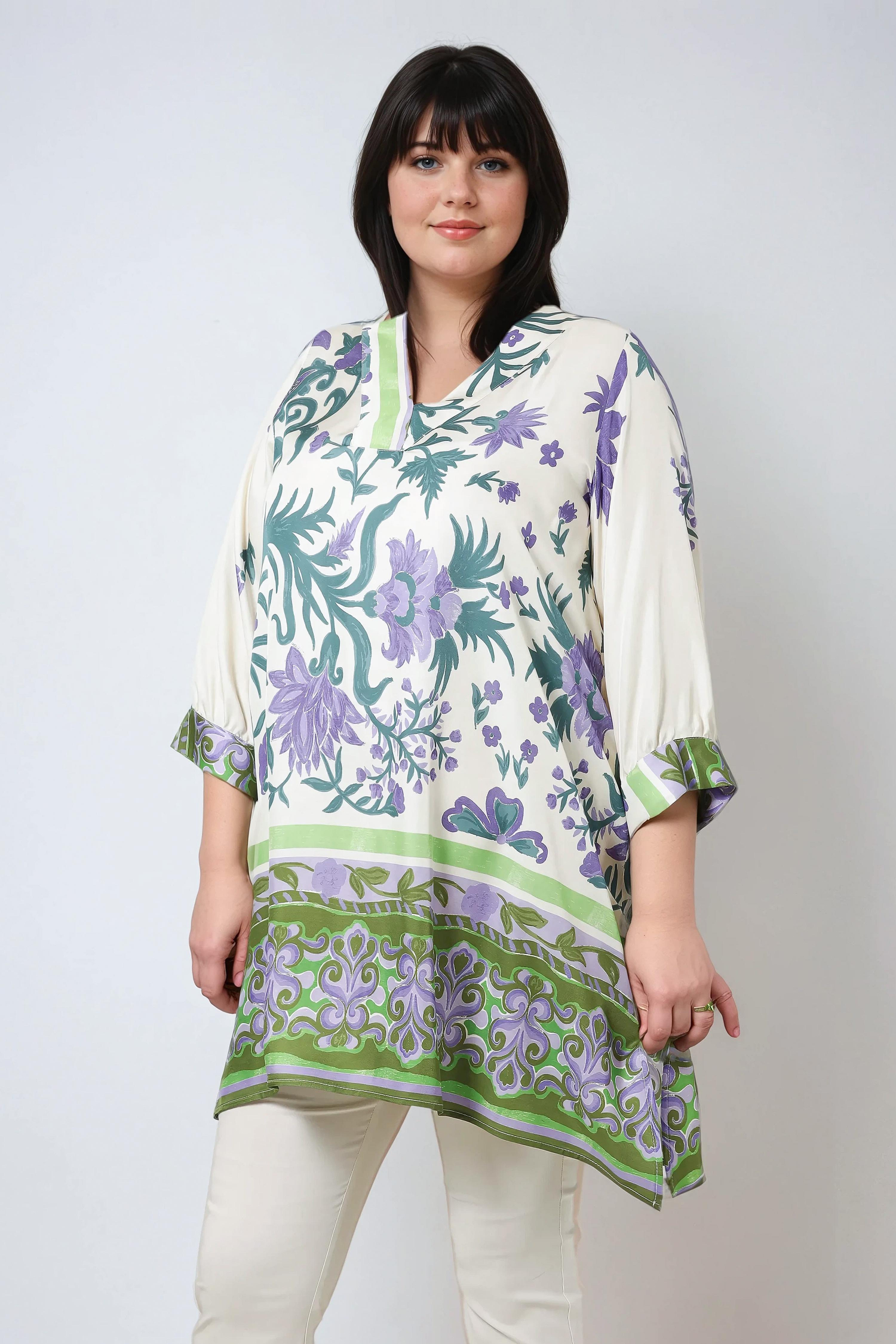 Floral pattern printed tunic with a base