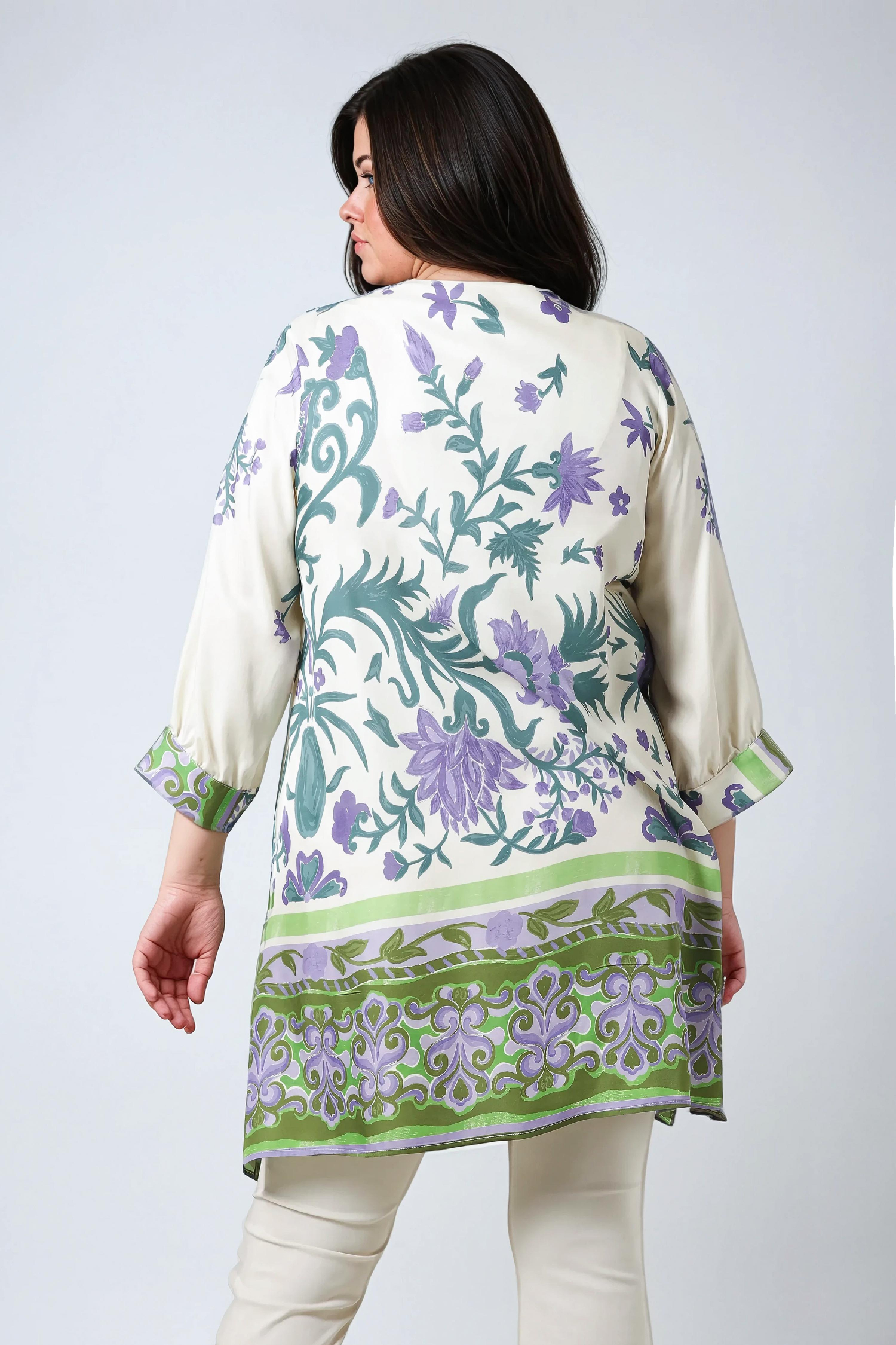 Floral pattern printed tunic with a base