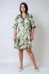 Satin dress with stripes and flowers