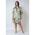 Satin dress with stripes and flowers