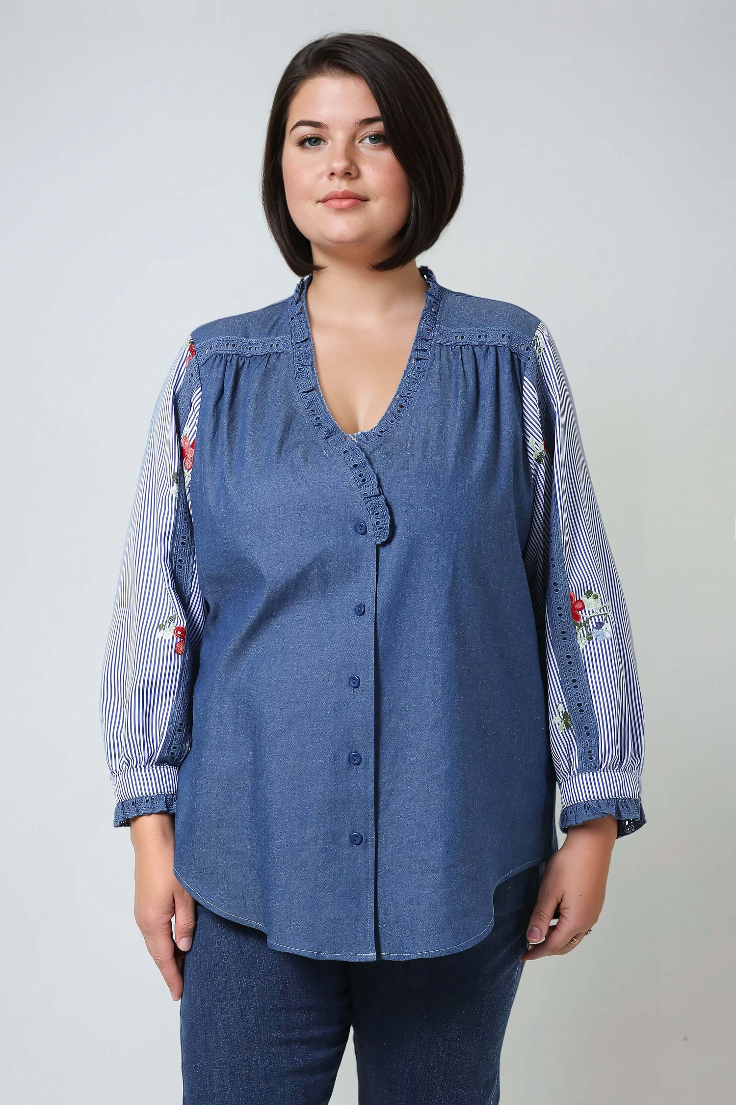 Chemise en coton avec manches imprimées