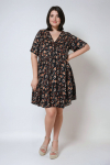 Robe mi-longue en fibranne imprimée
