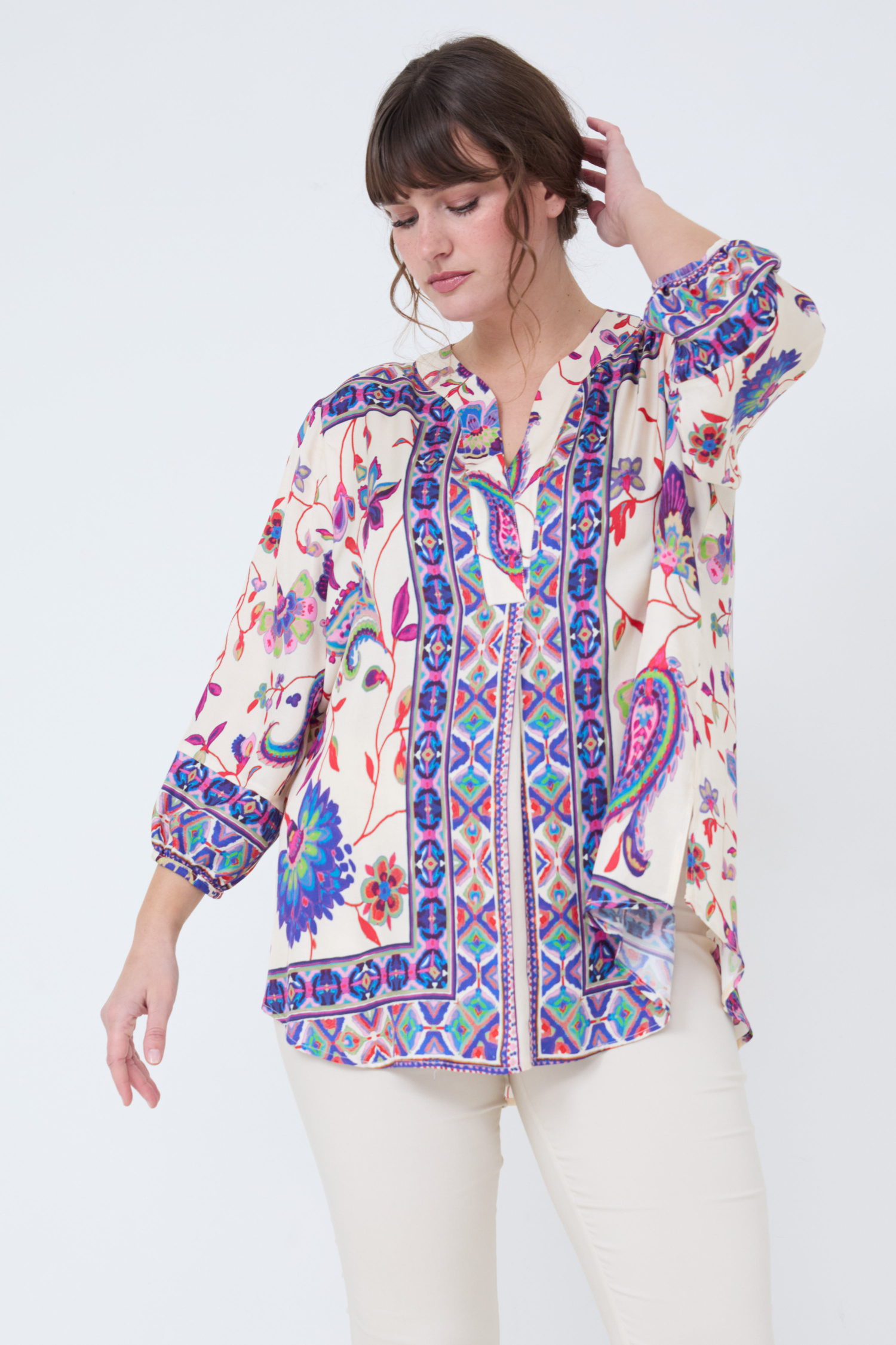 Blouse en imprimé avec effet de base.