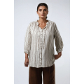 Embroidered viscose linen shirt