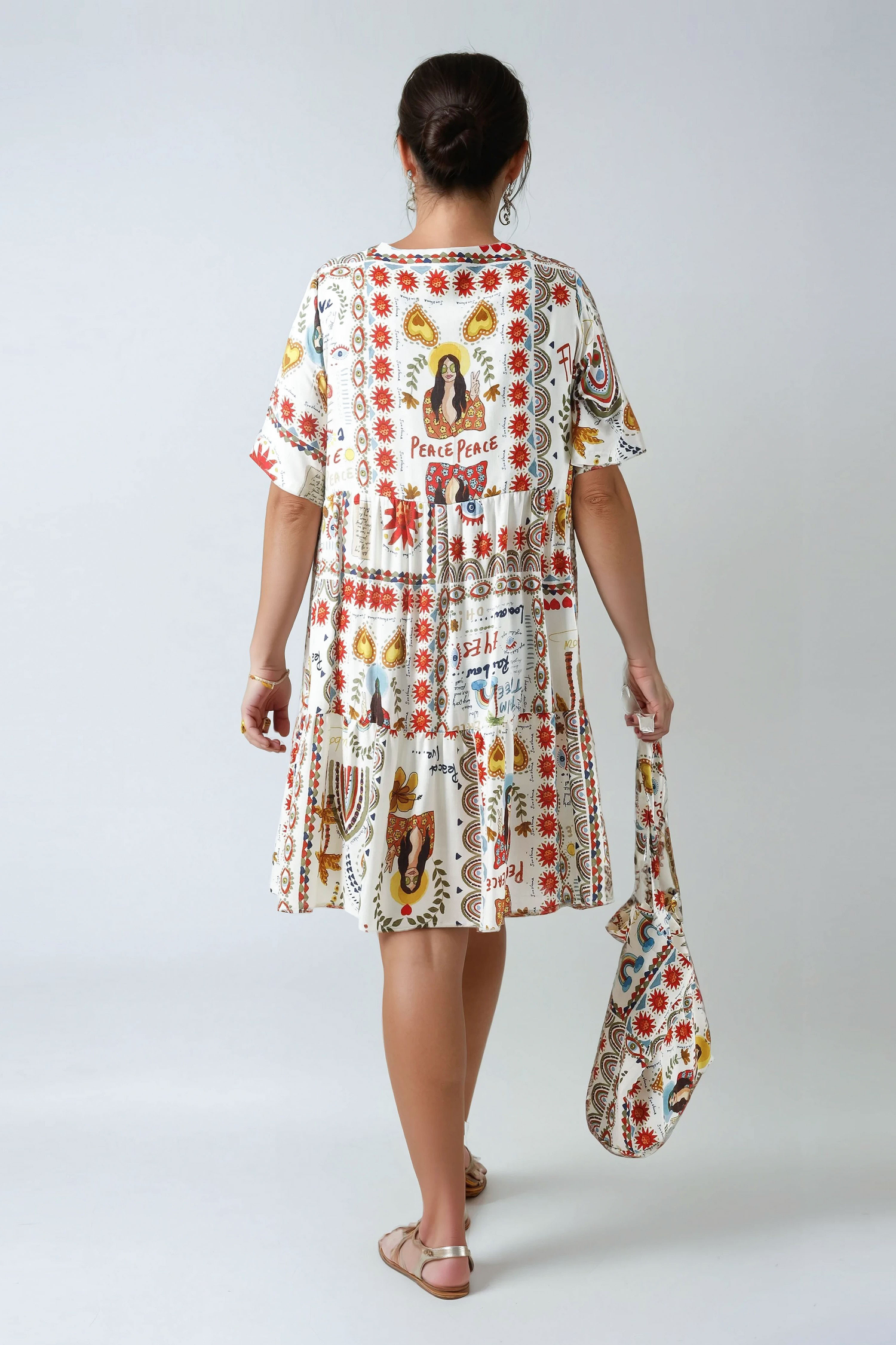 Robe mi-longue en imprimé bohème
