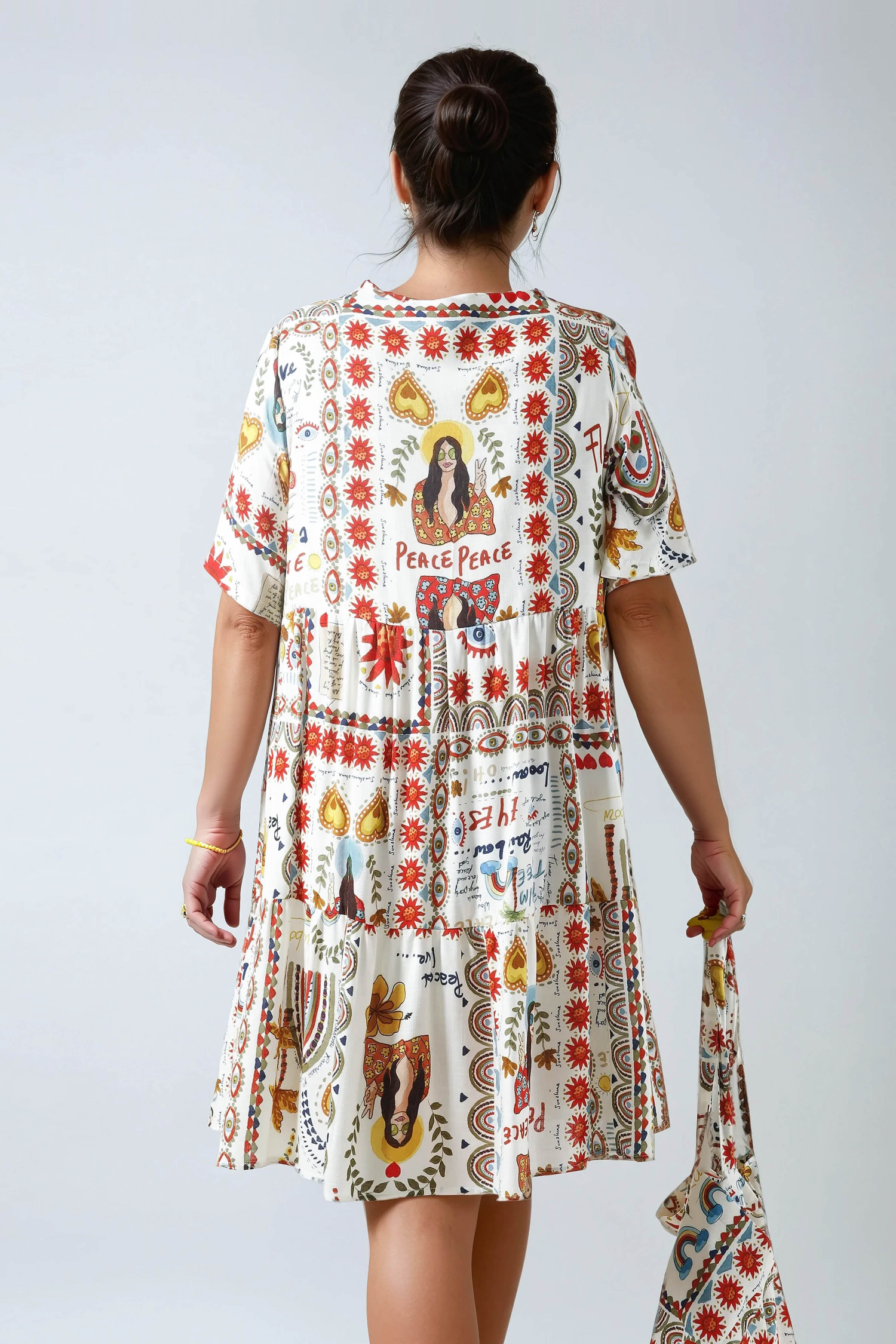 Robe mi-longue en imprimé bohème