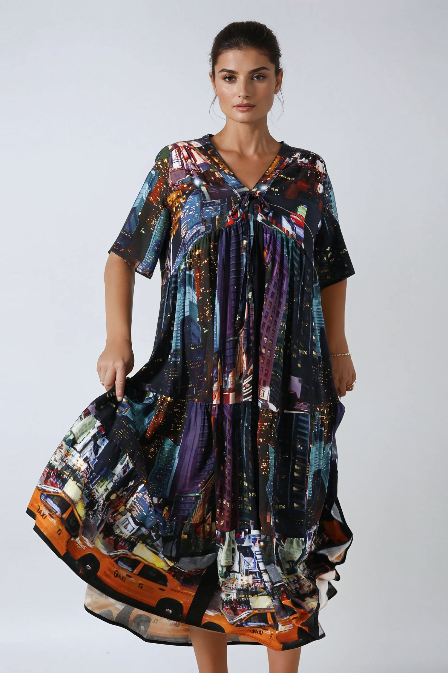 Robe longue en fibranne imprimée