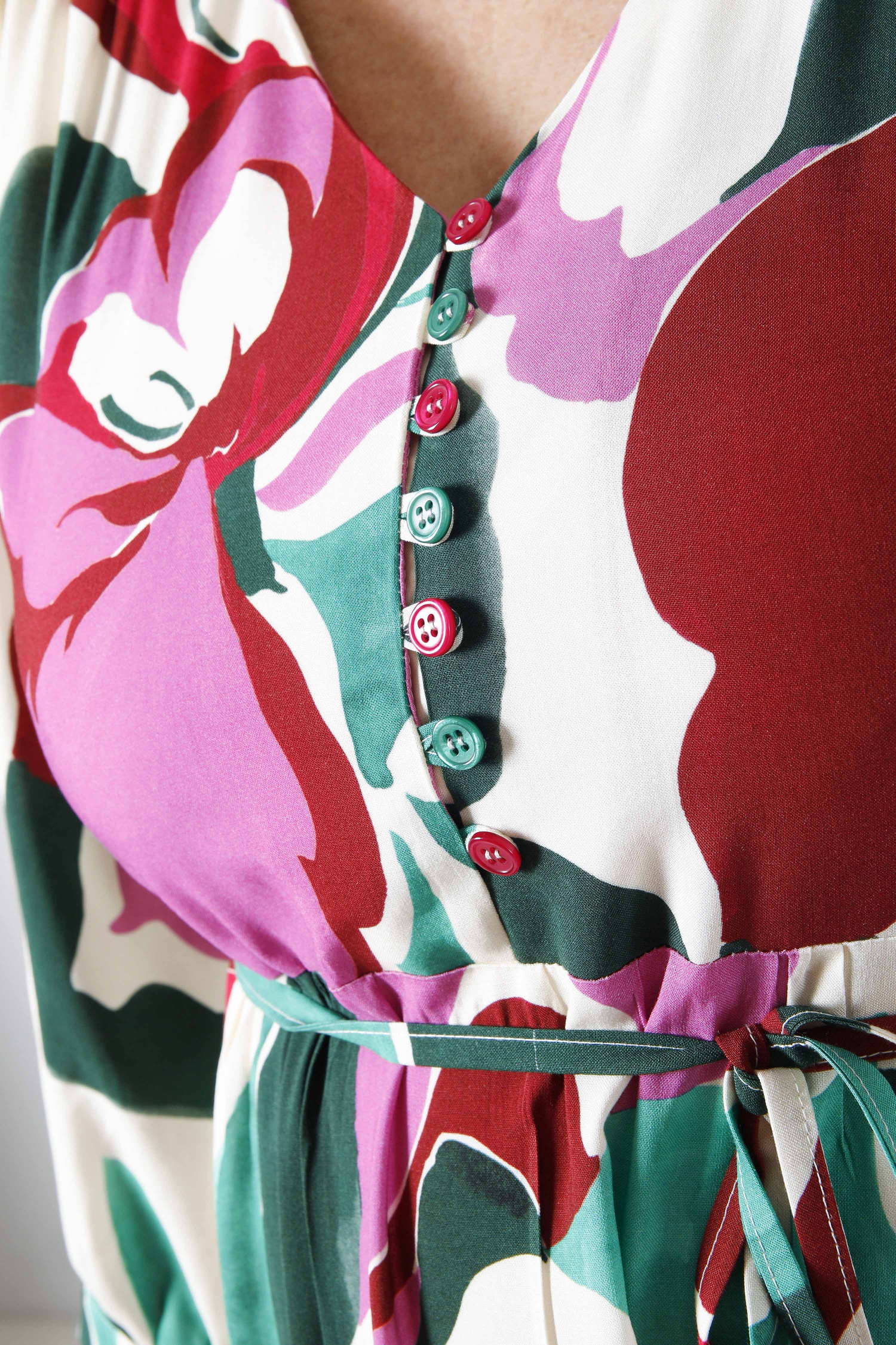 Robe longue en motif floral effet gouache
