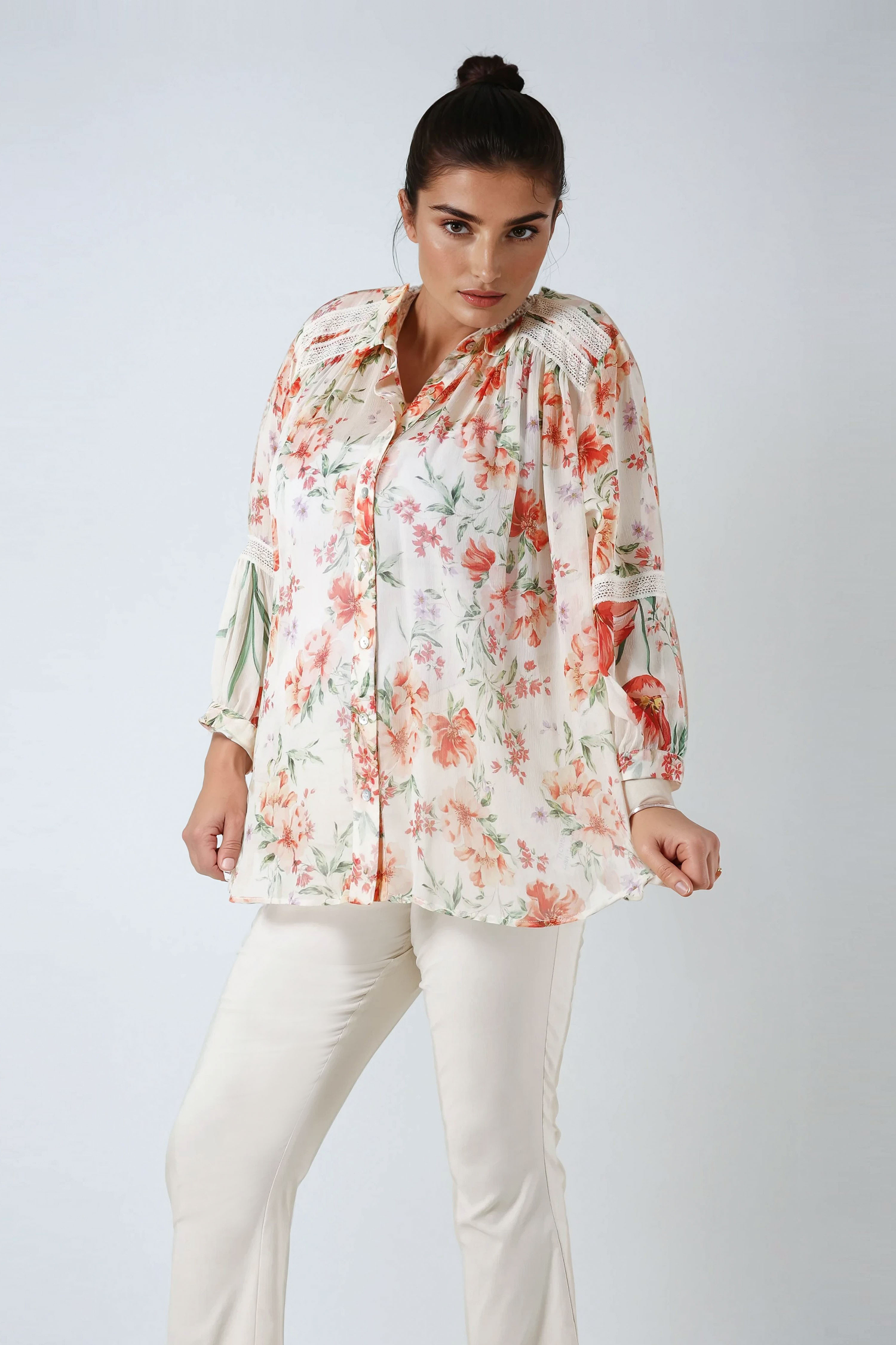 Chemise en mousseline de viscose imprimé et son top